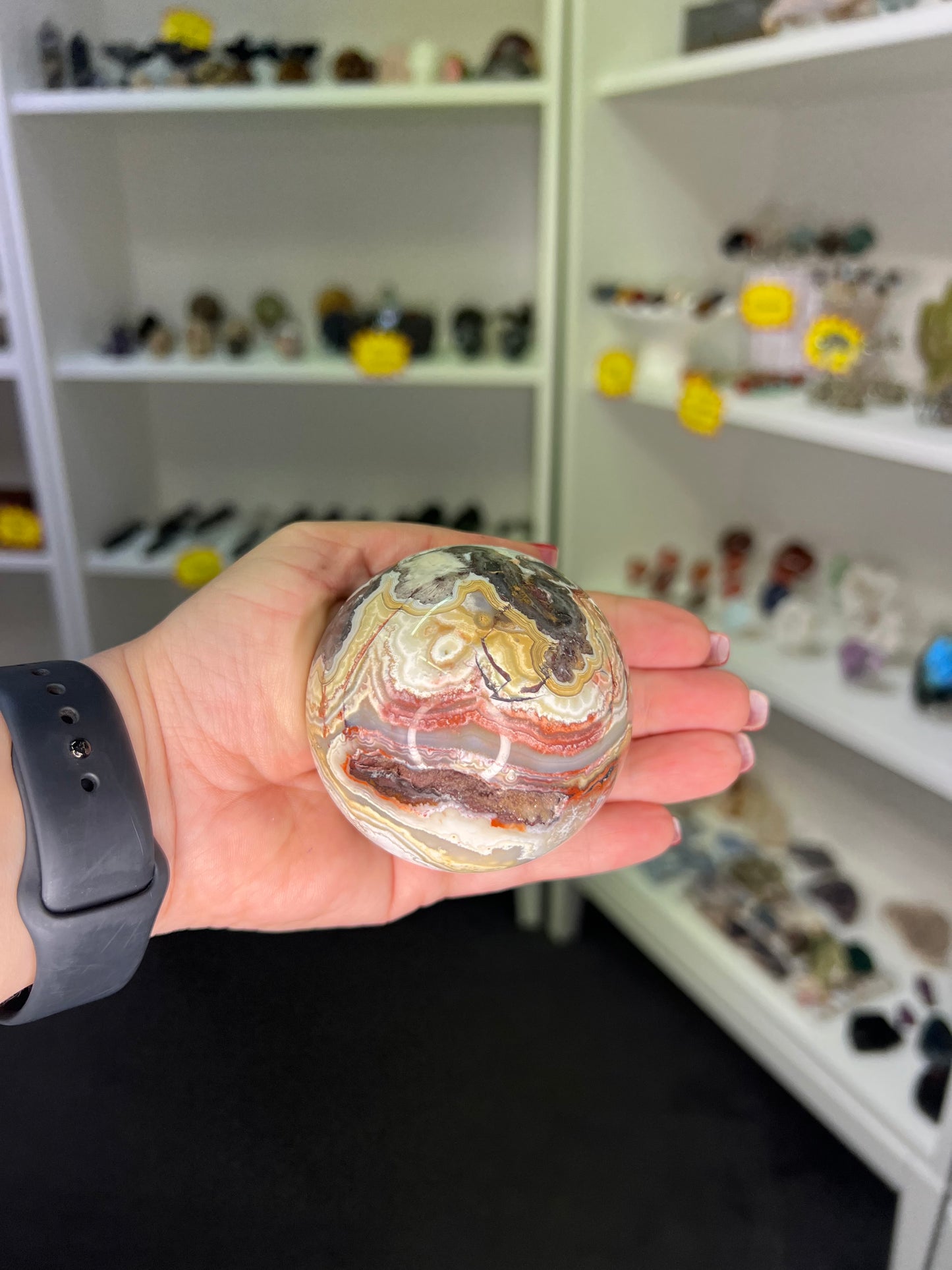 Mexican Lace Agate Sphere on Stand