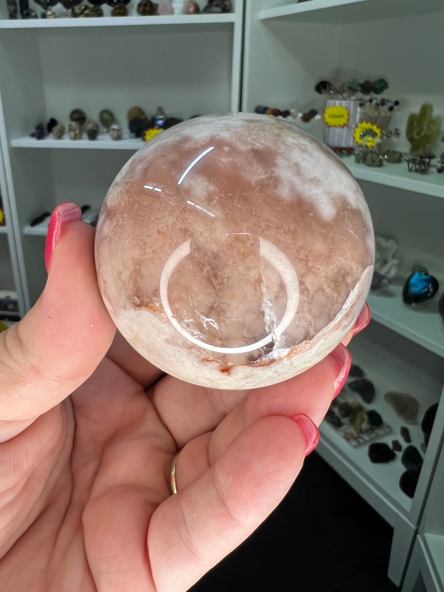 Amethyst x Flower Agate Sphere on Stand