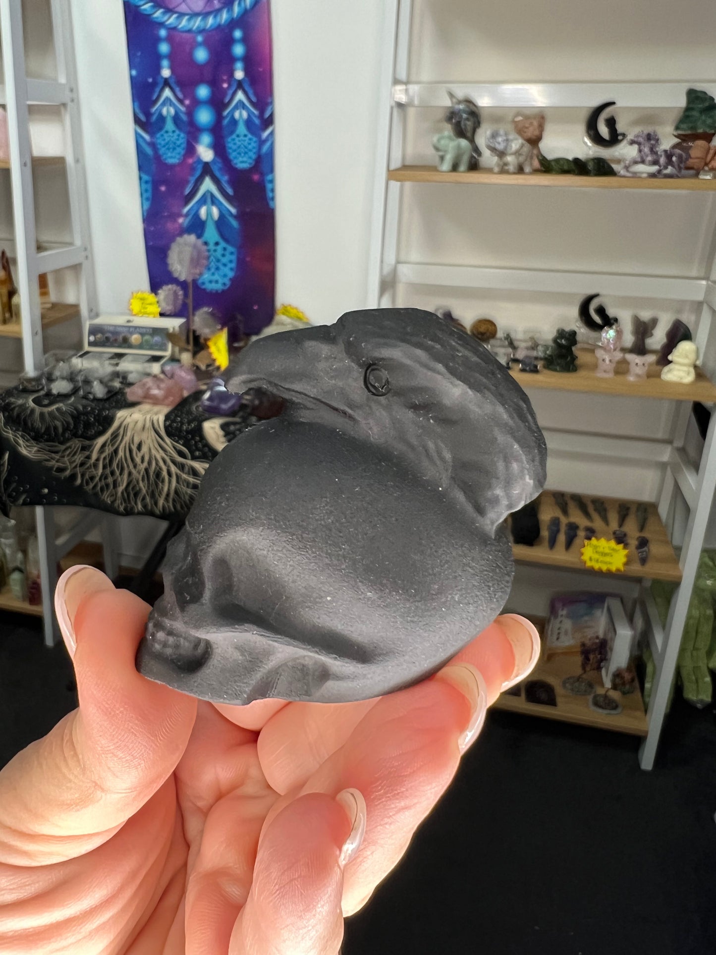 Black Obsidian Skull with Eagle