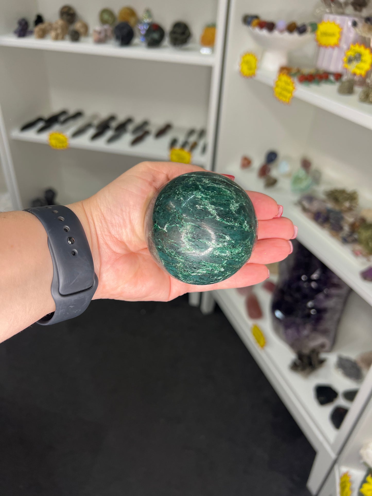 Green Mica Sphere with Stand