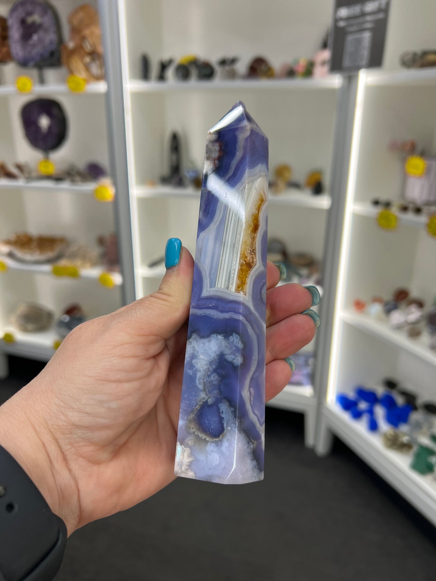 Blue Flower Agate Tower