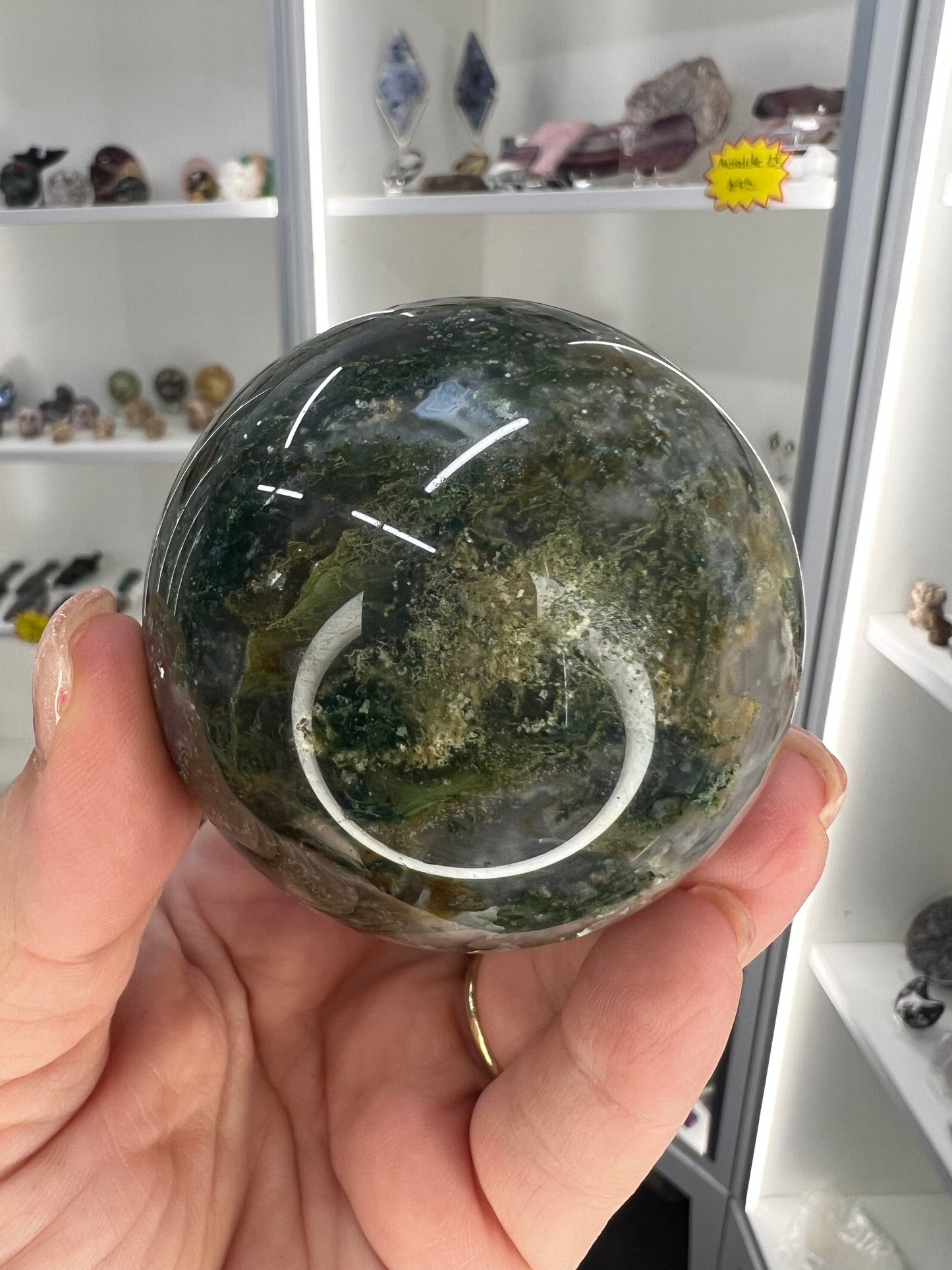 Moss Agate Sphere with Stand