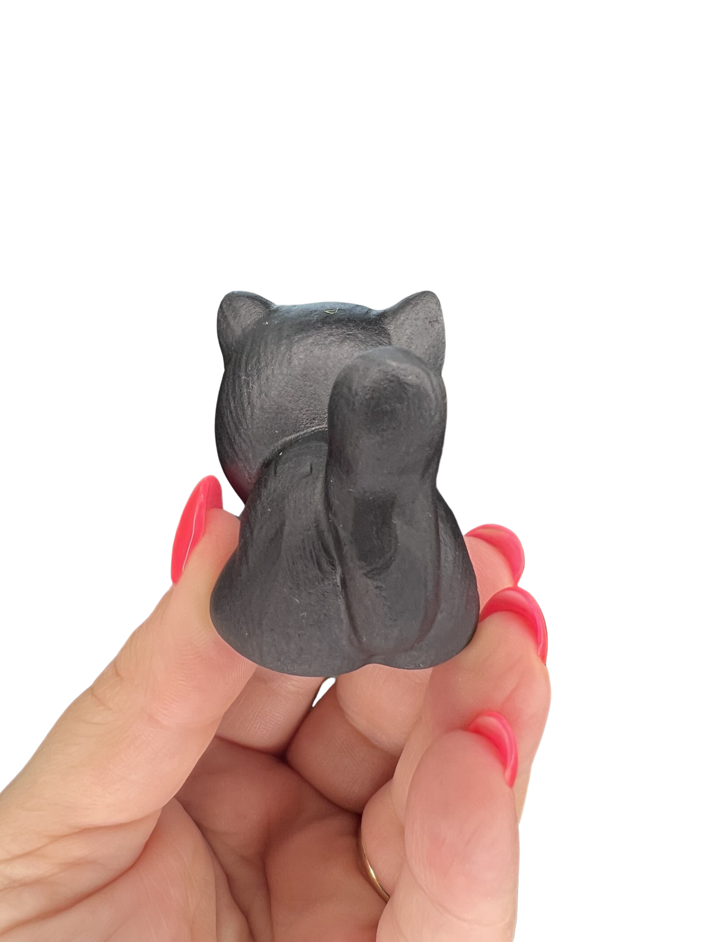 Black Obsidian Cat Carving