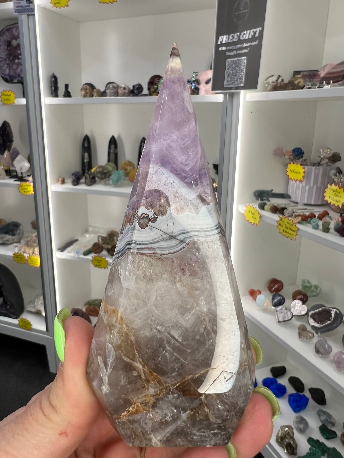 Amethyst x Banded Agate Faceted Freeform