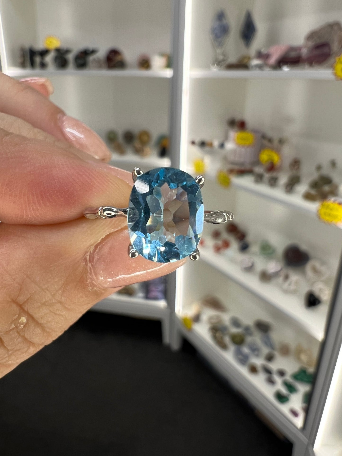 Blue Topaz Sterling Silver Ring (Size Adjustable)