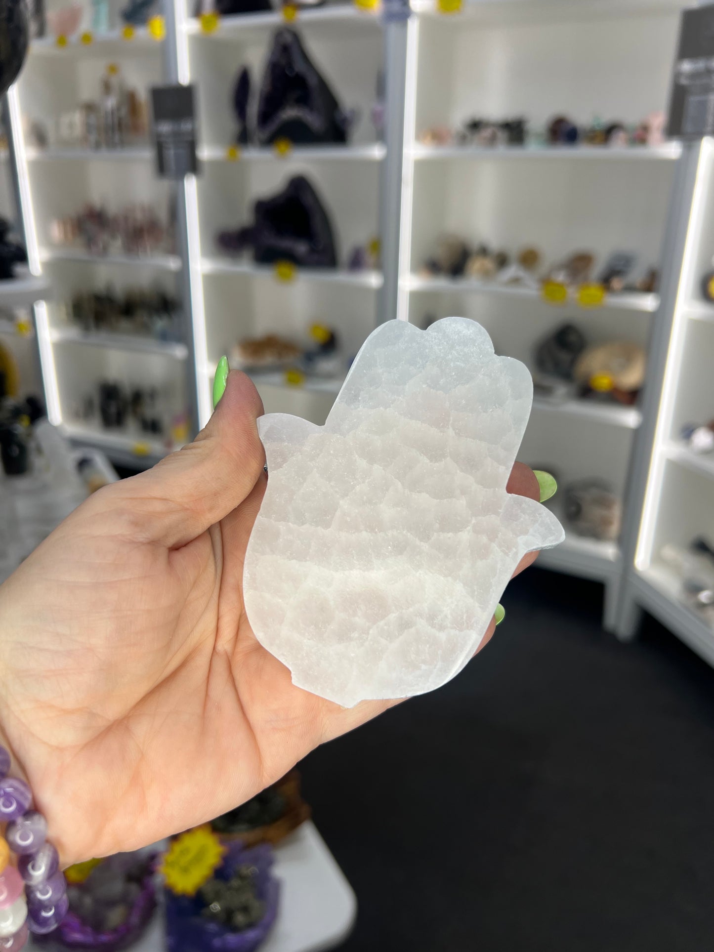Selenite Hamsa Charging Plate