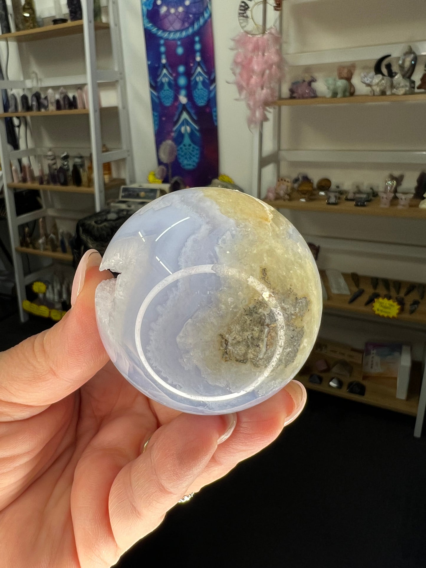 Druzy Blue Lace Agate Sphere with Stand