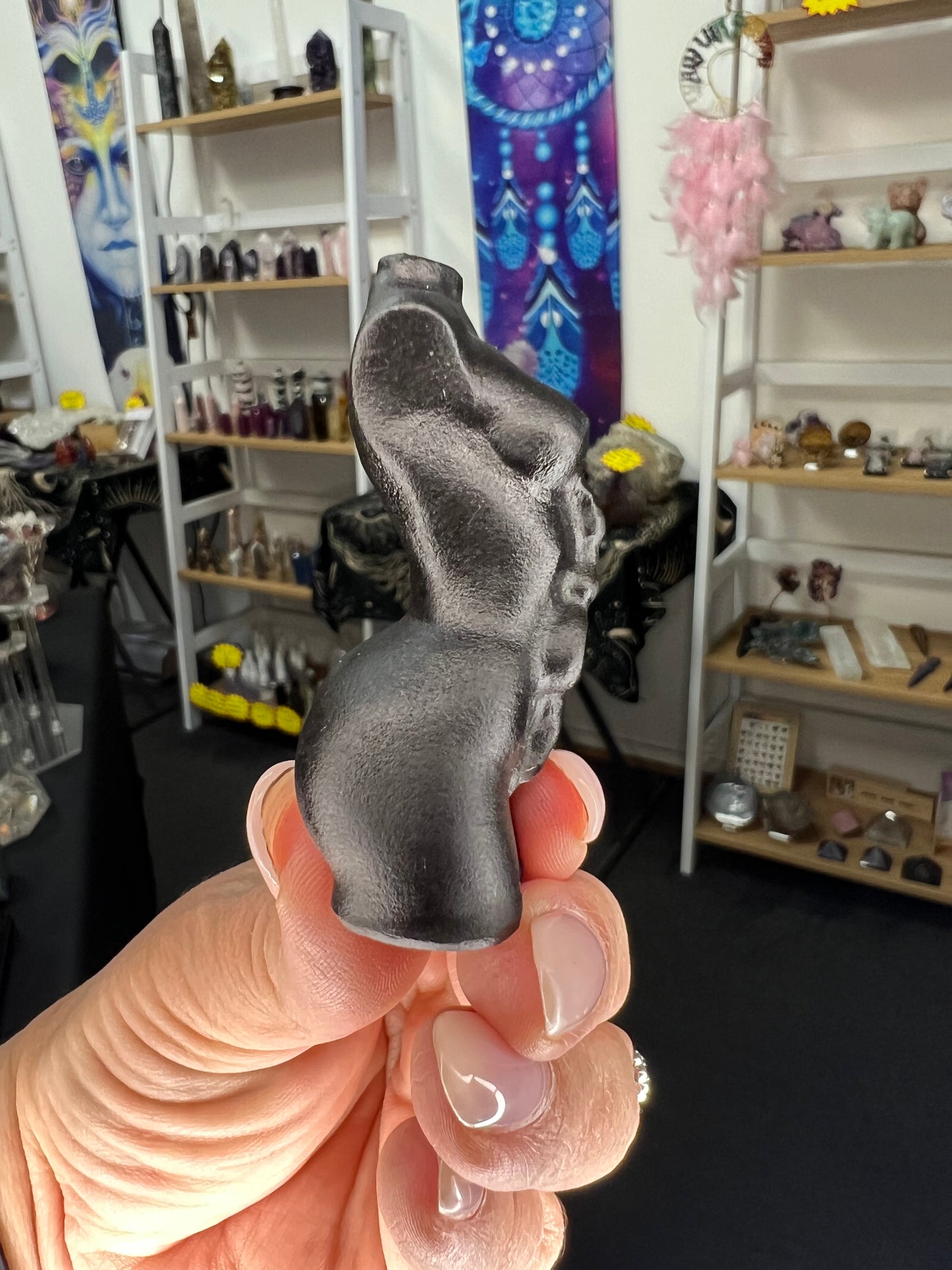 Black Obsidian Lady Torso with Snake
