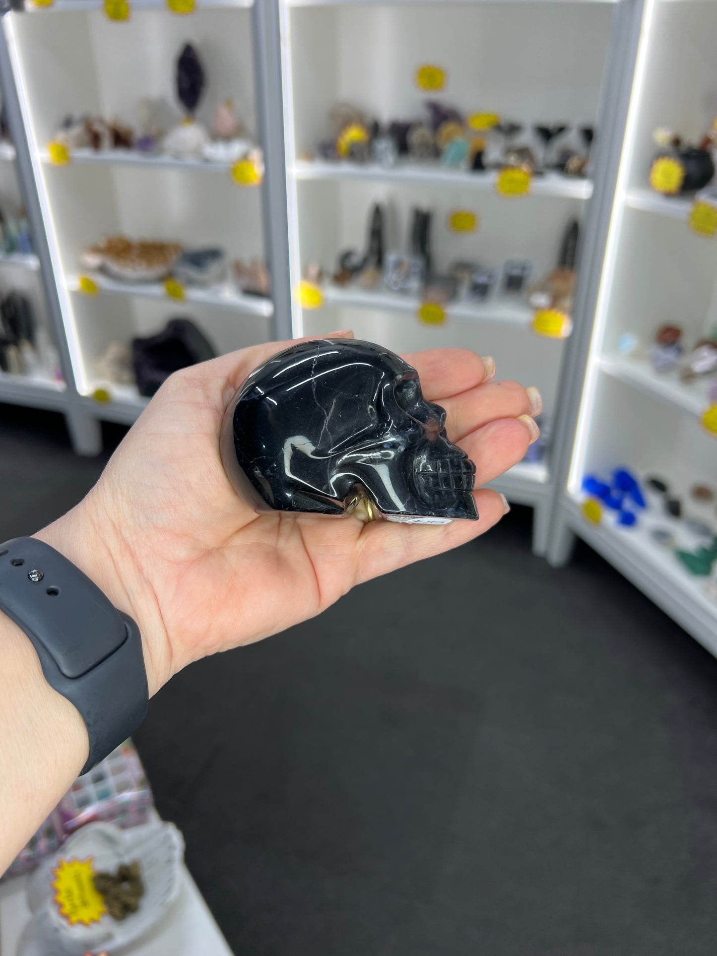 Black Fluorite Skull (UV Reactive)