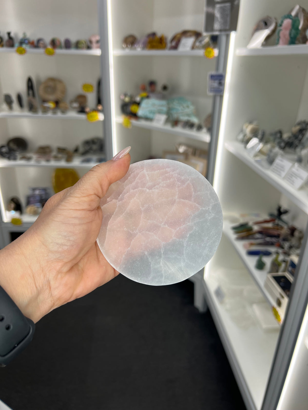 Selenite Round Charging Plate