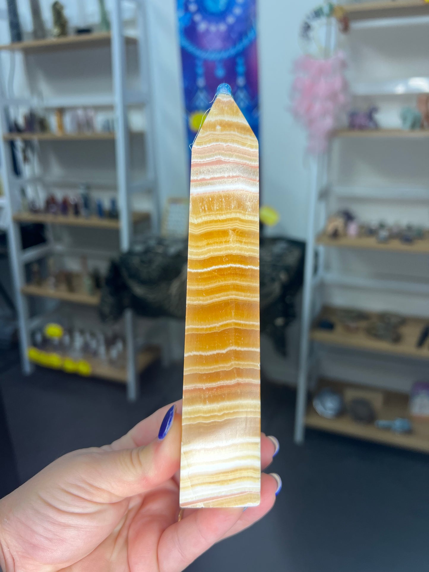Banded Honey Calcite Tower