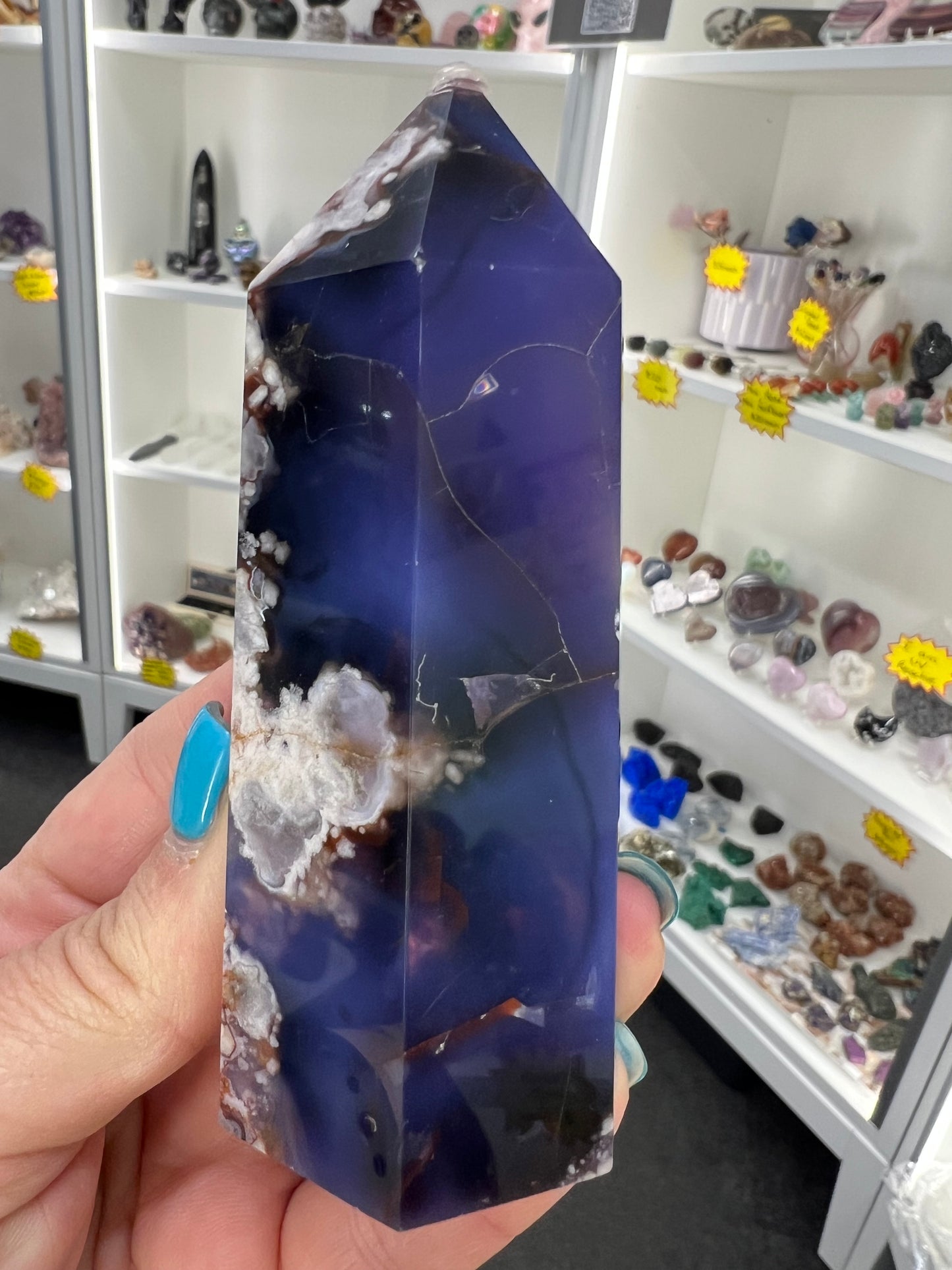 Blue Flower Agate Tower