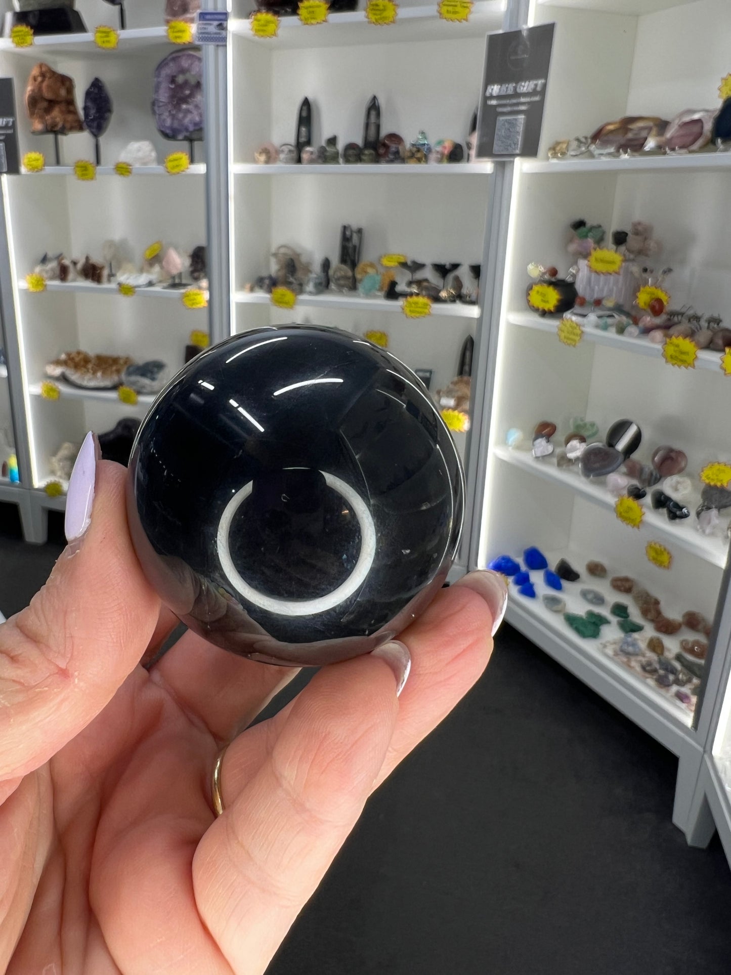 Druzy Black Agate Sphere with Stand