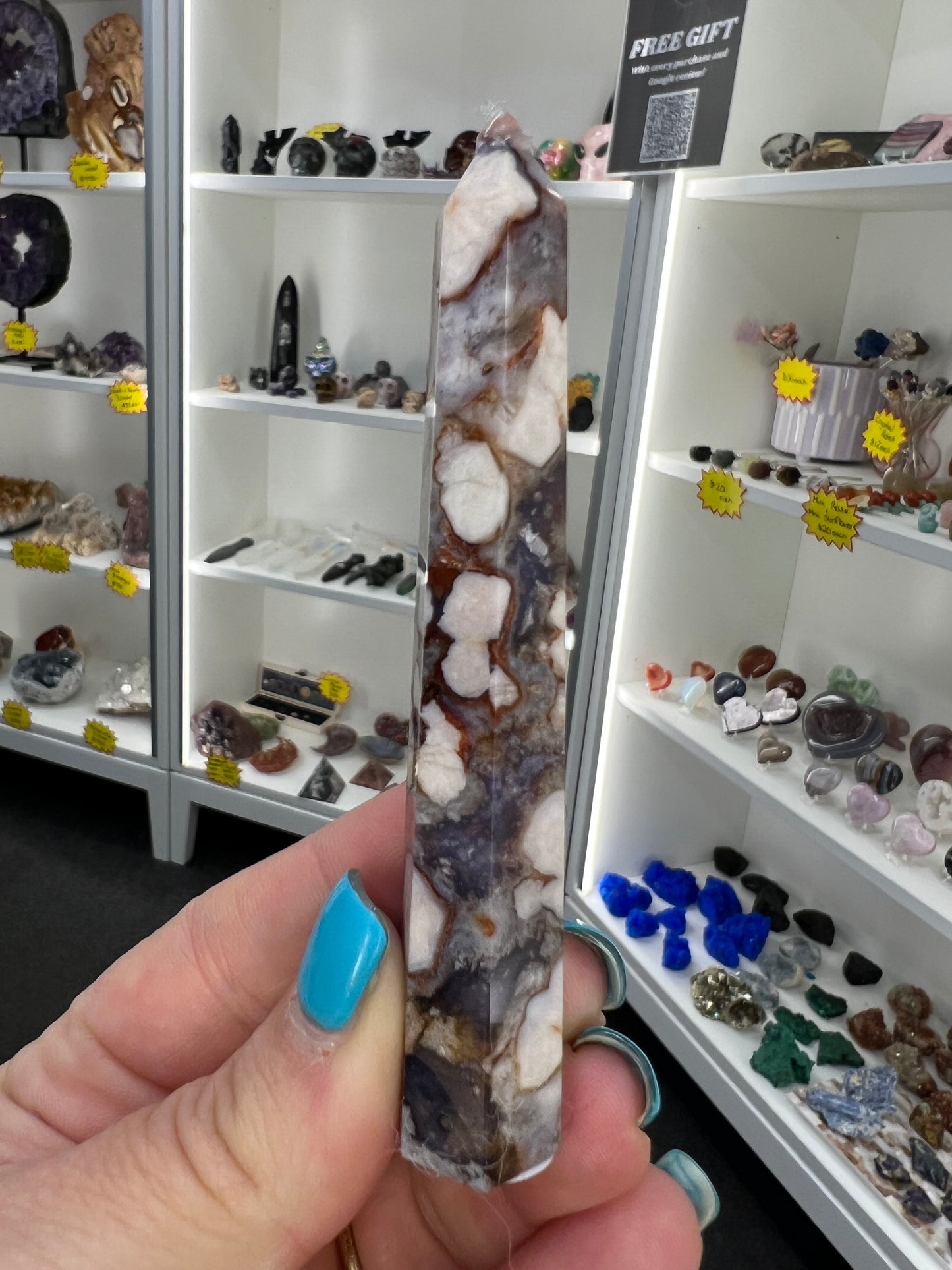 Blue Flower Agate Tower