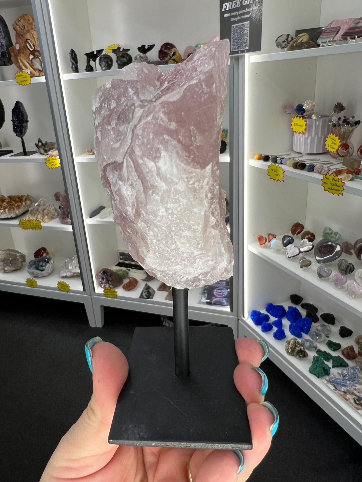 Rose Quartz Rough on Stand