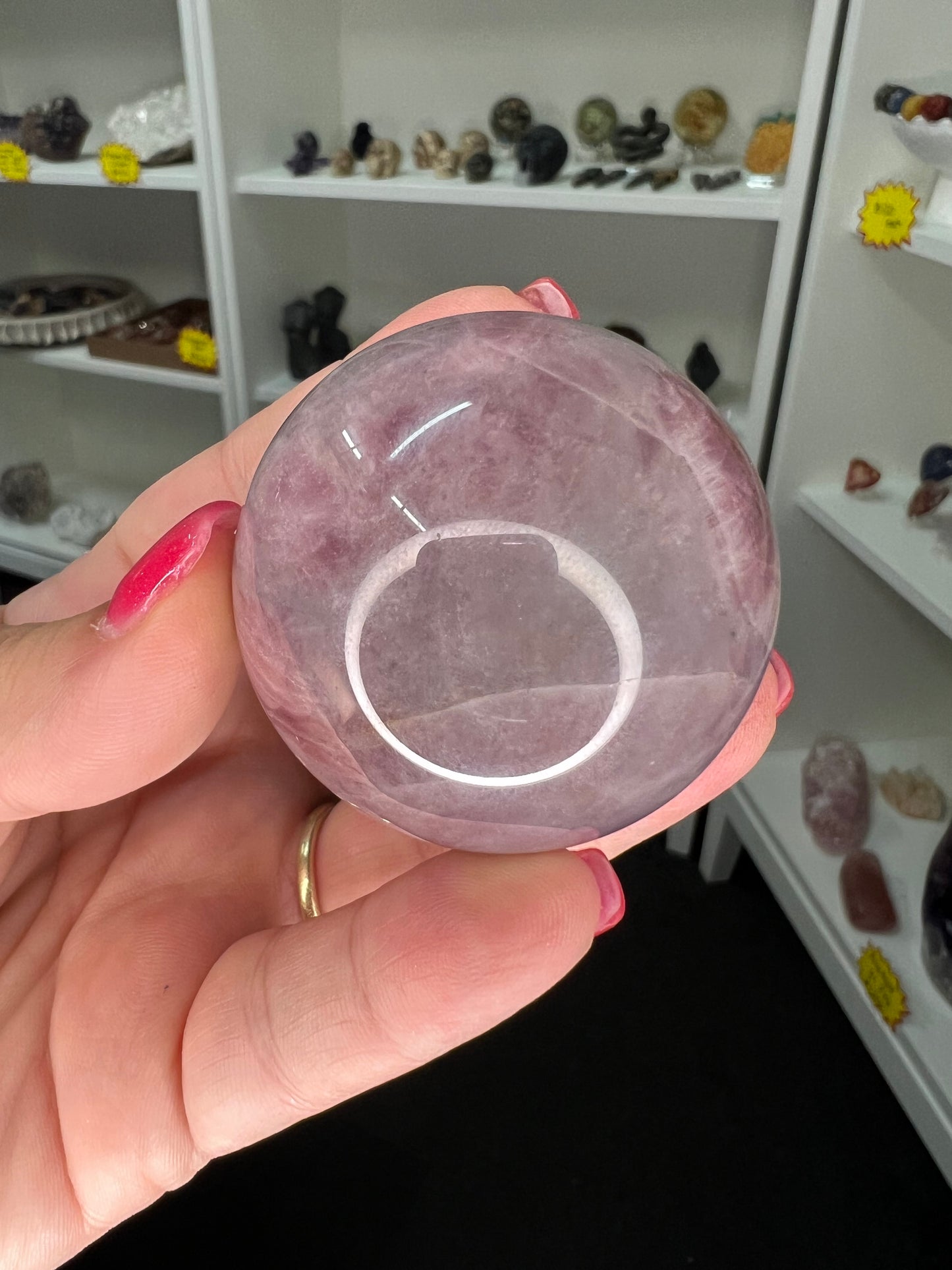 Lavender Rose Quartz Sphere on Stand