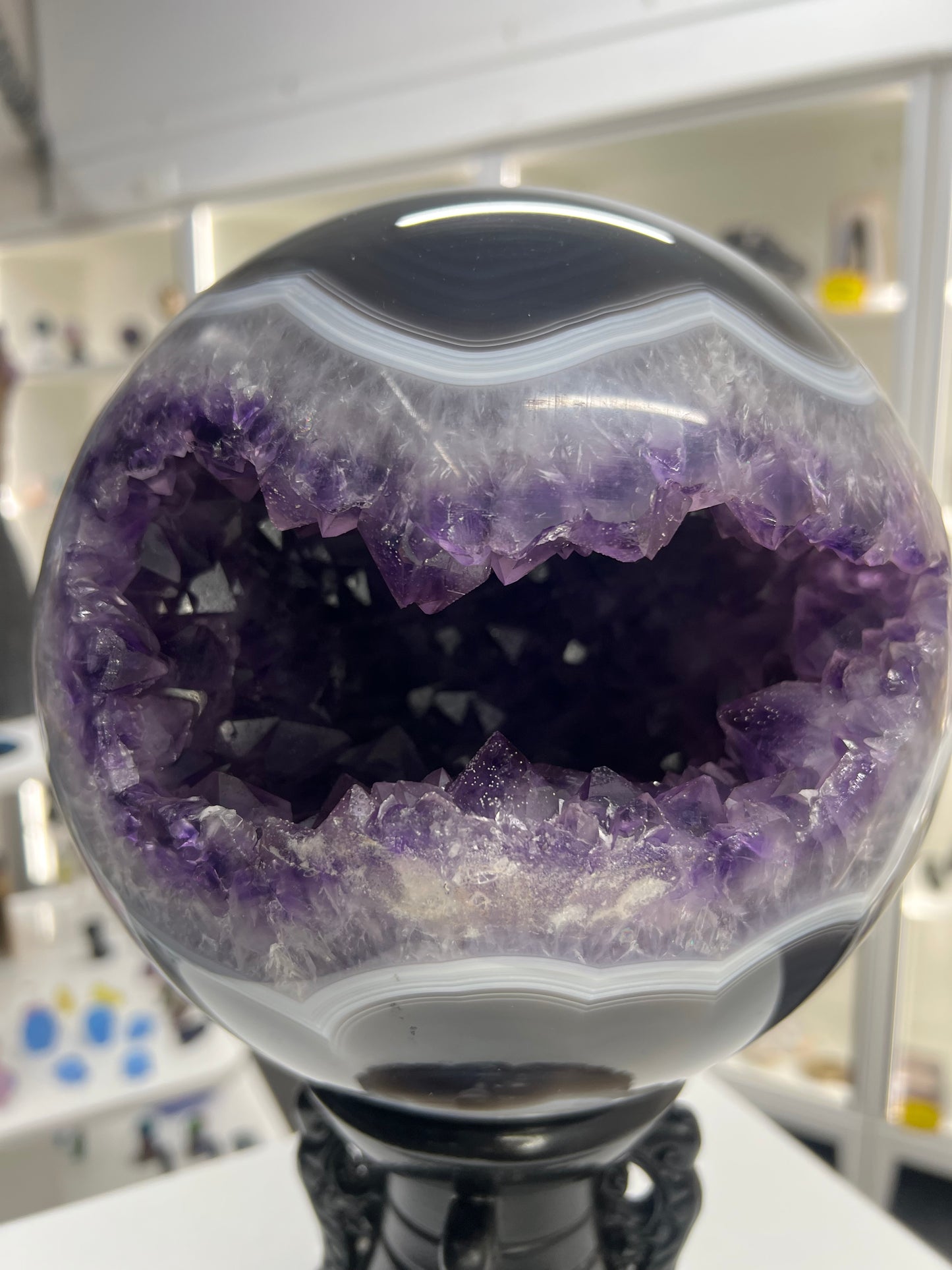 Huge Geode Amethyst Sphere with Stand