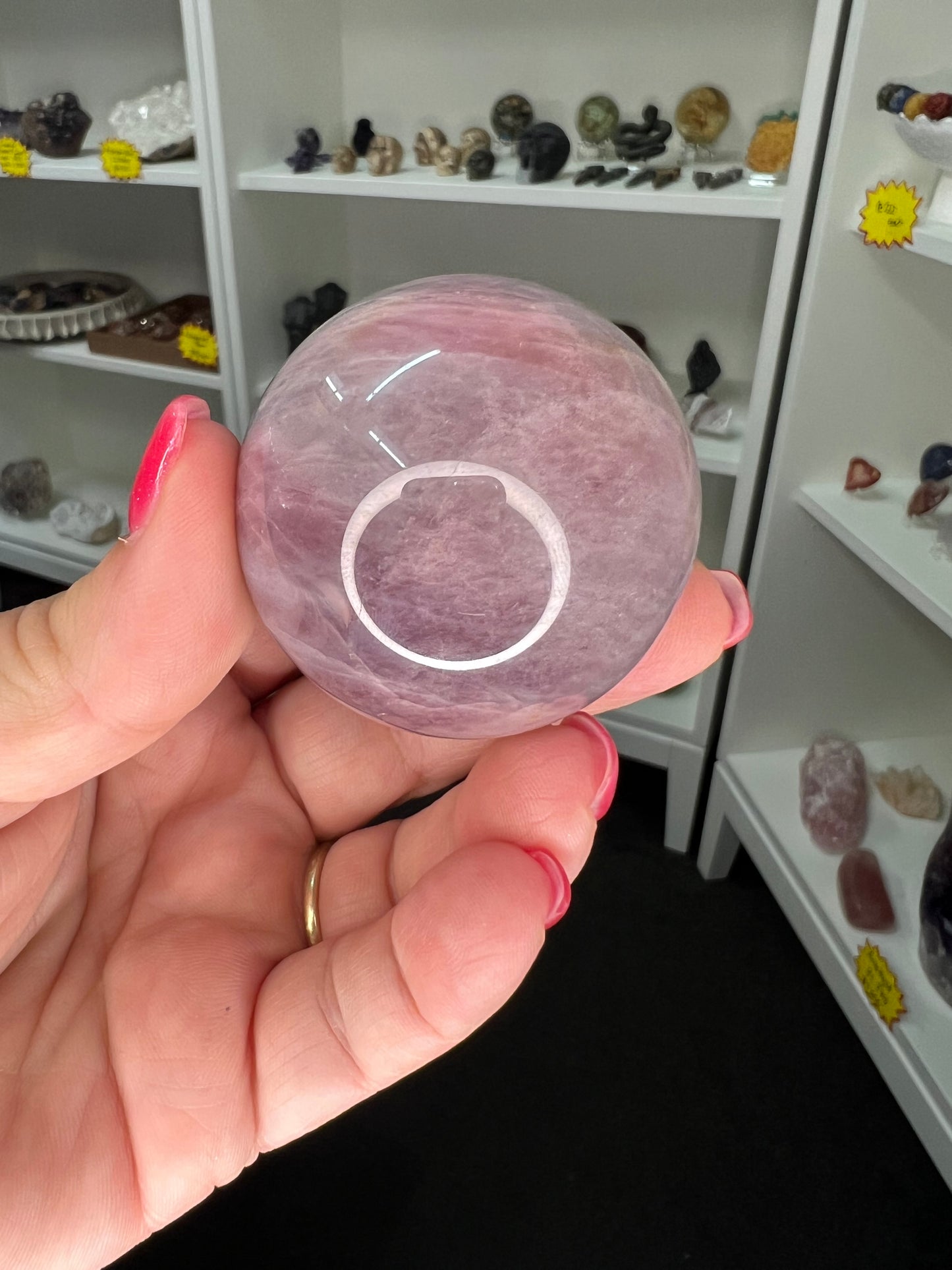 Lavender Rose Quartz Sphere on Stand