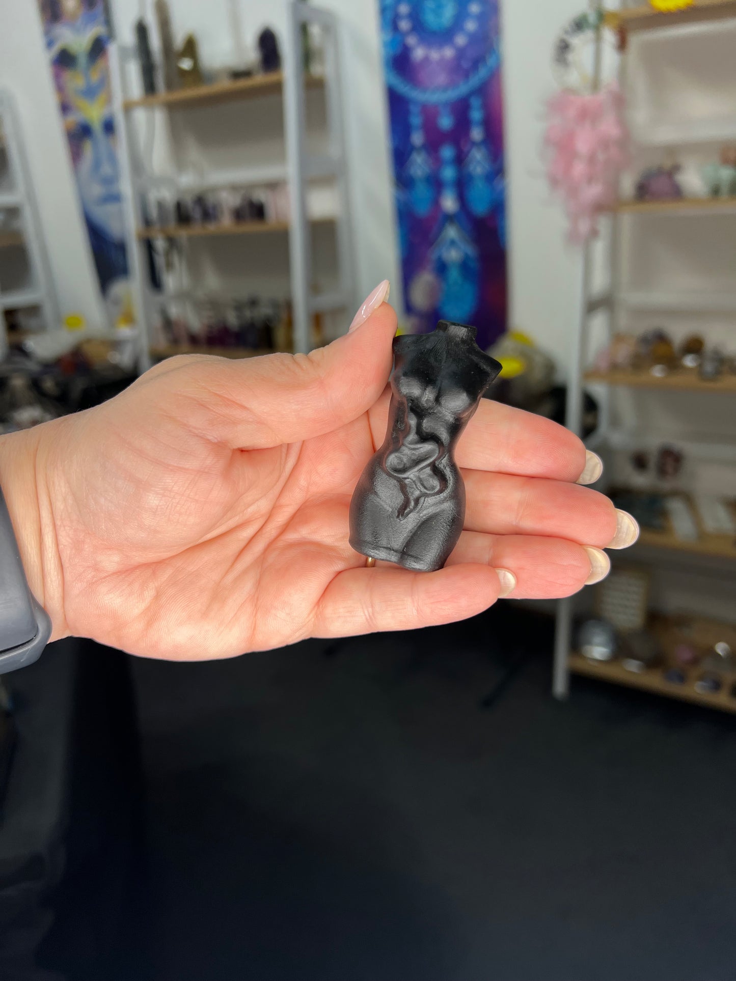 Black Obsidian Lady Torso with Snake