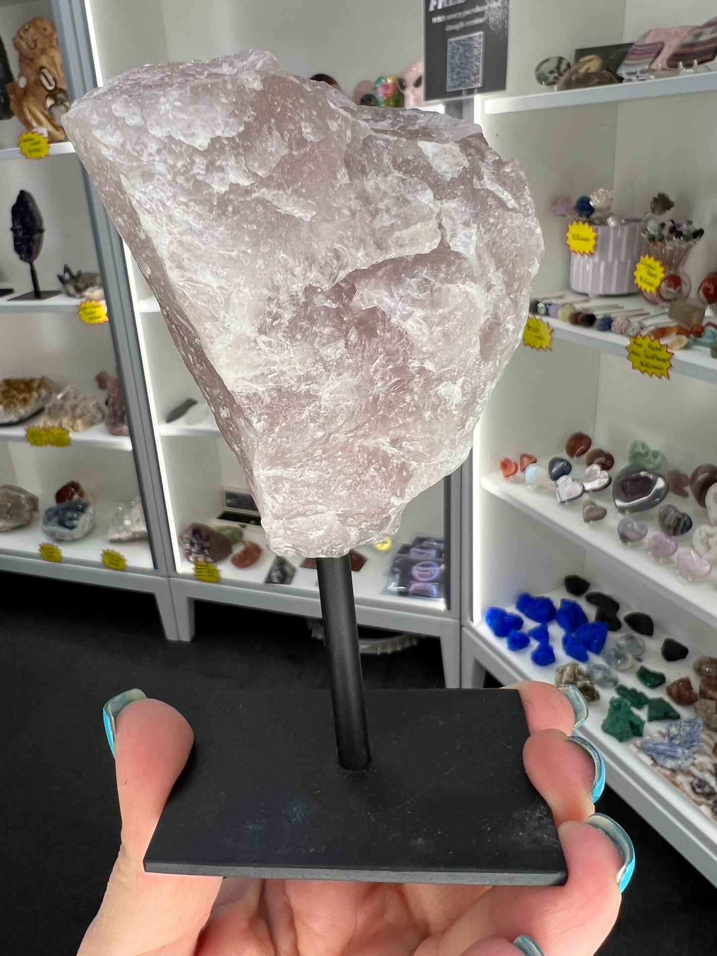 Rose Quartz Rough on Stand