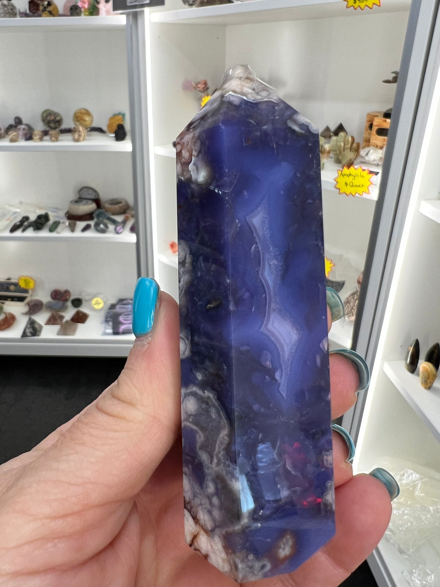Blue Flower Agate Tower