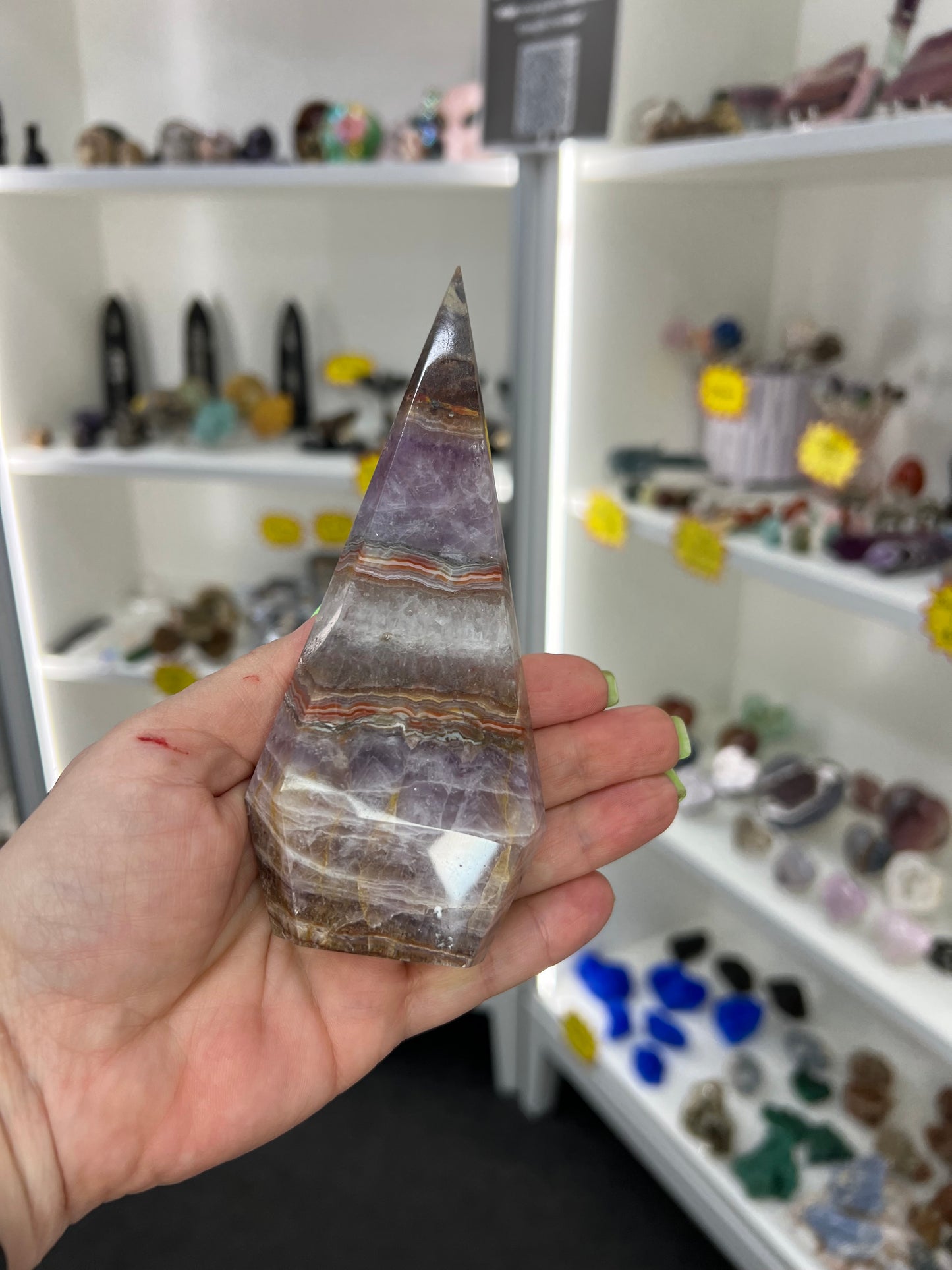 Amethyst x Banded Agate Faceted Freeform