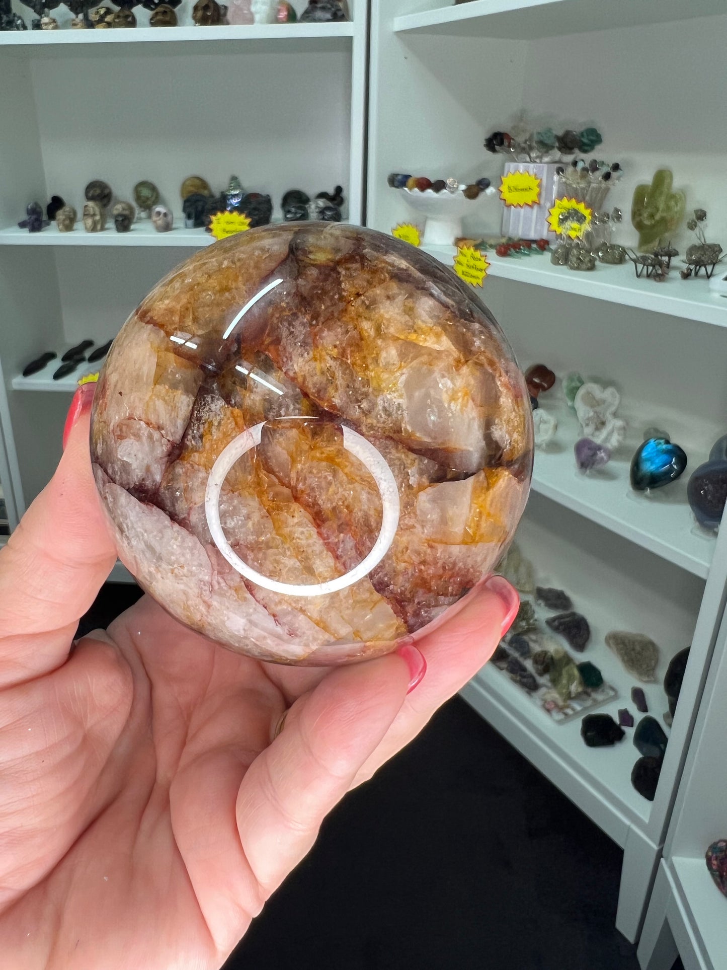 Fire Quartz x Golden Healer Sphere with Stand