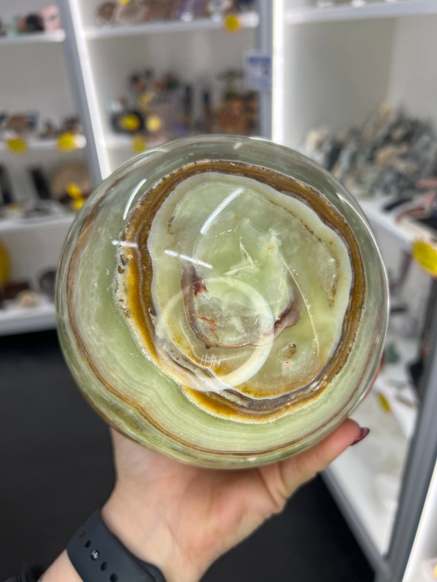 Huge Green Onyx Sphere with Stand