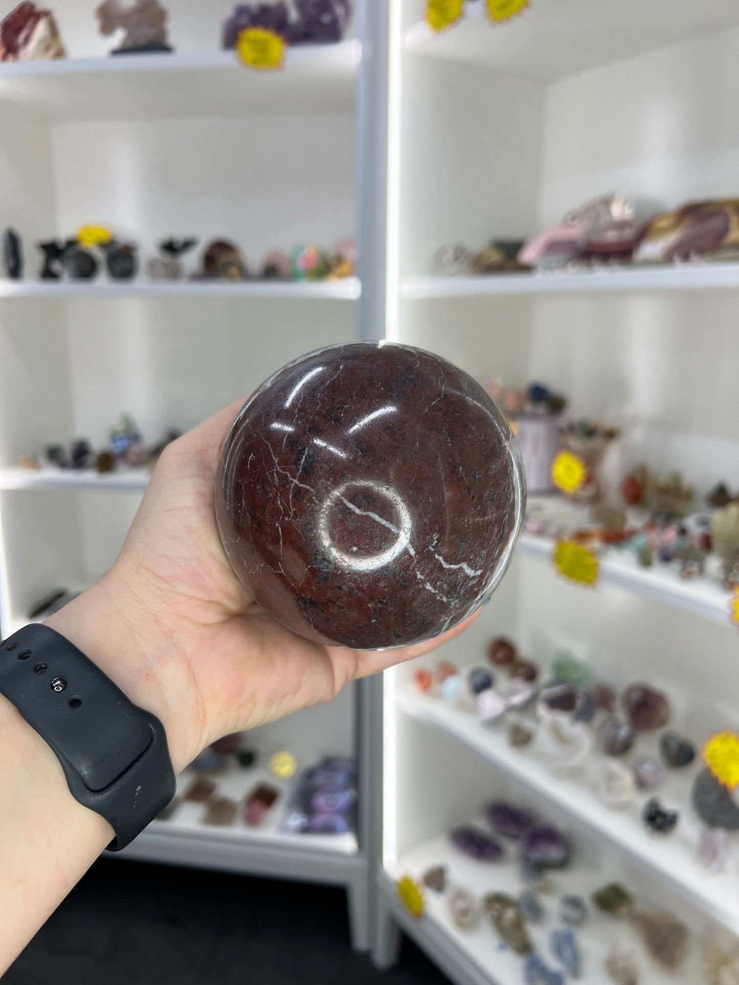 Red Onyx Sphere on Stand