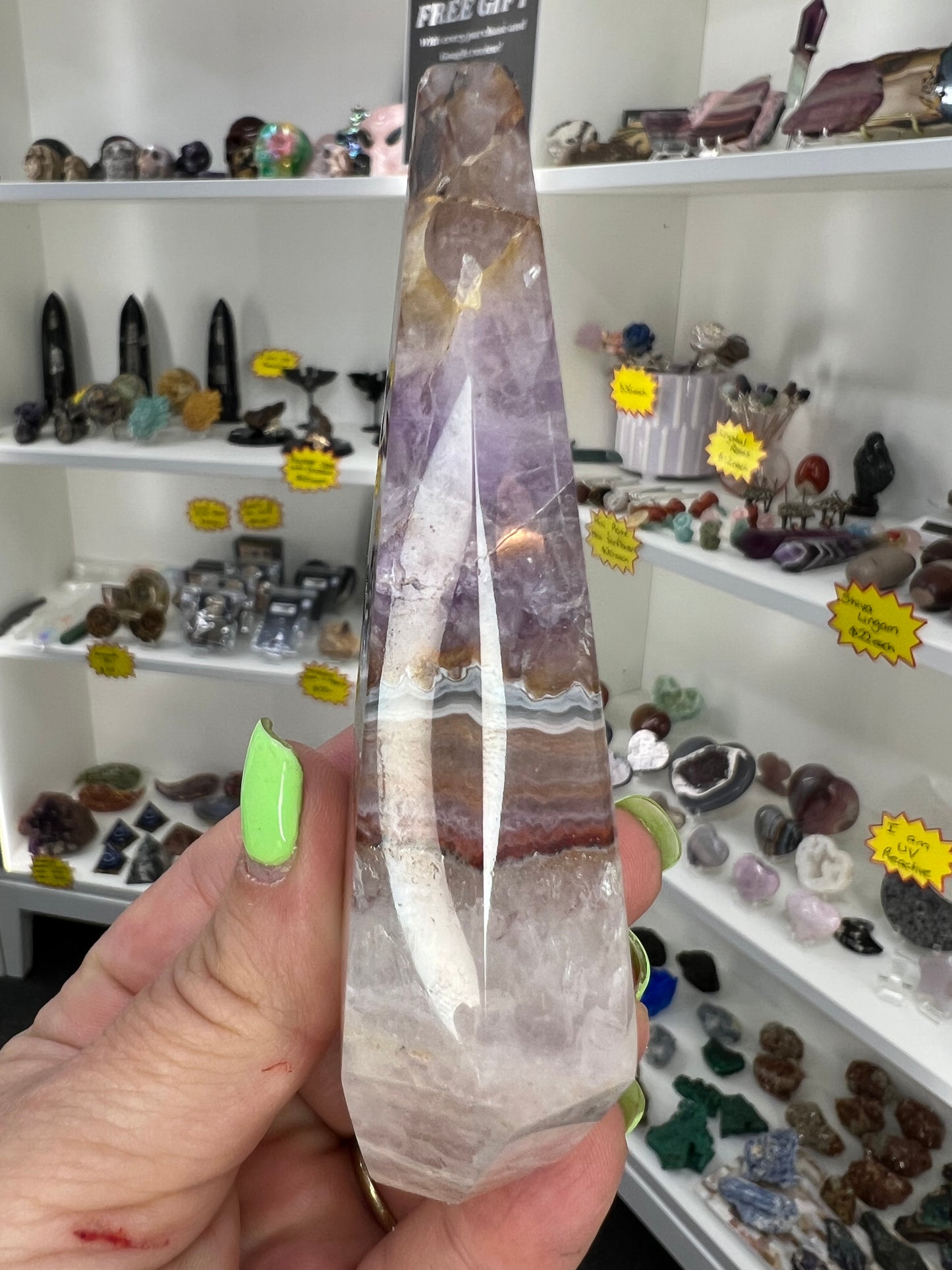 Amethyst x Banded Agate Faceted Freeform