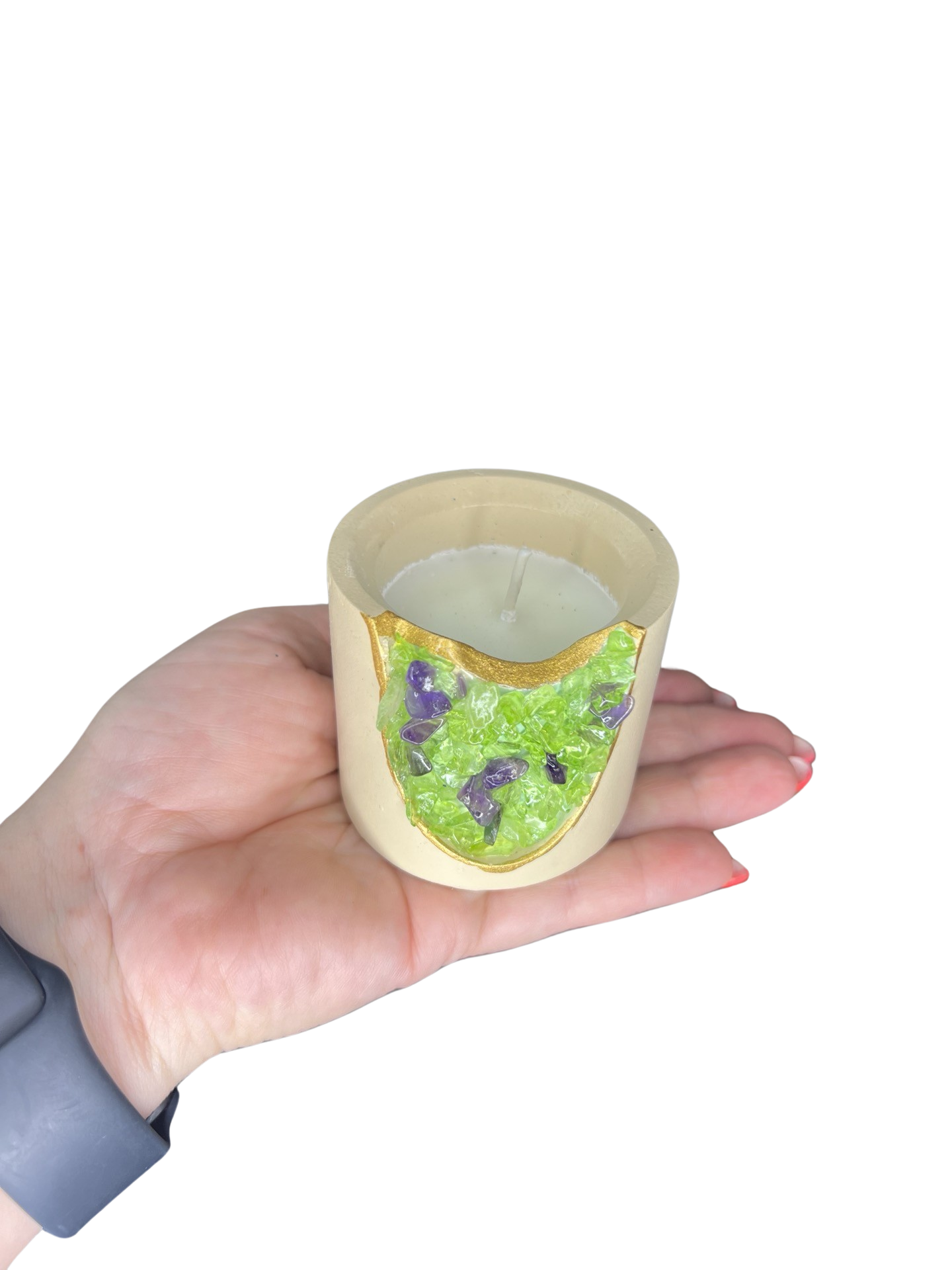 Peridot Crystal Candle