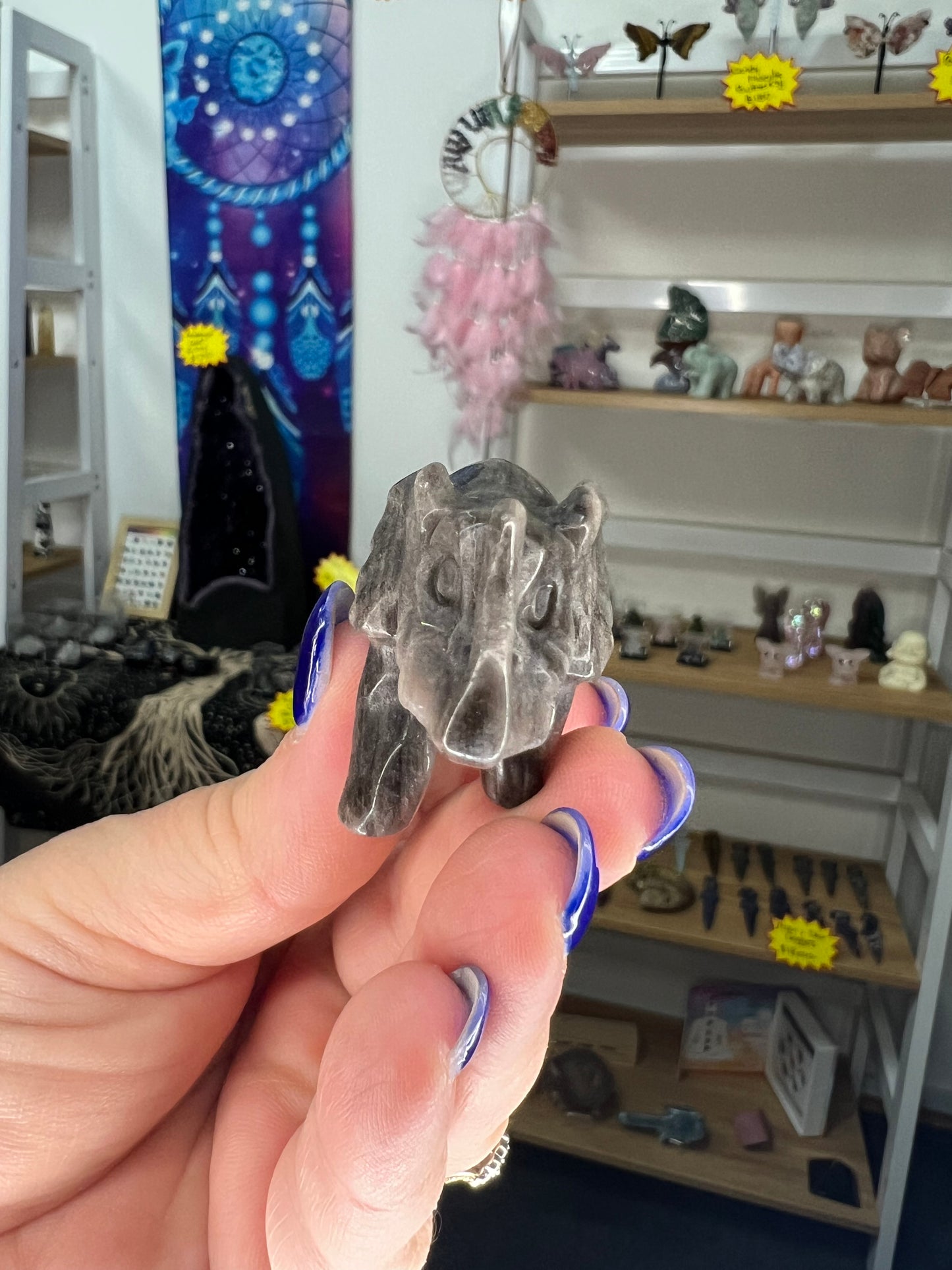 Silver Sheen Obsidian Elephant