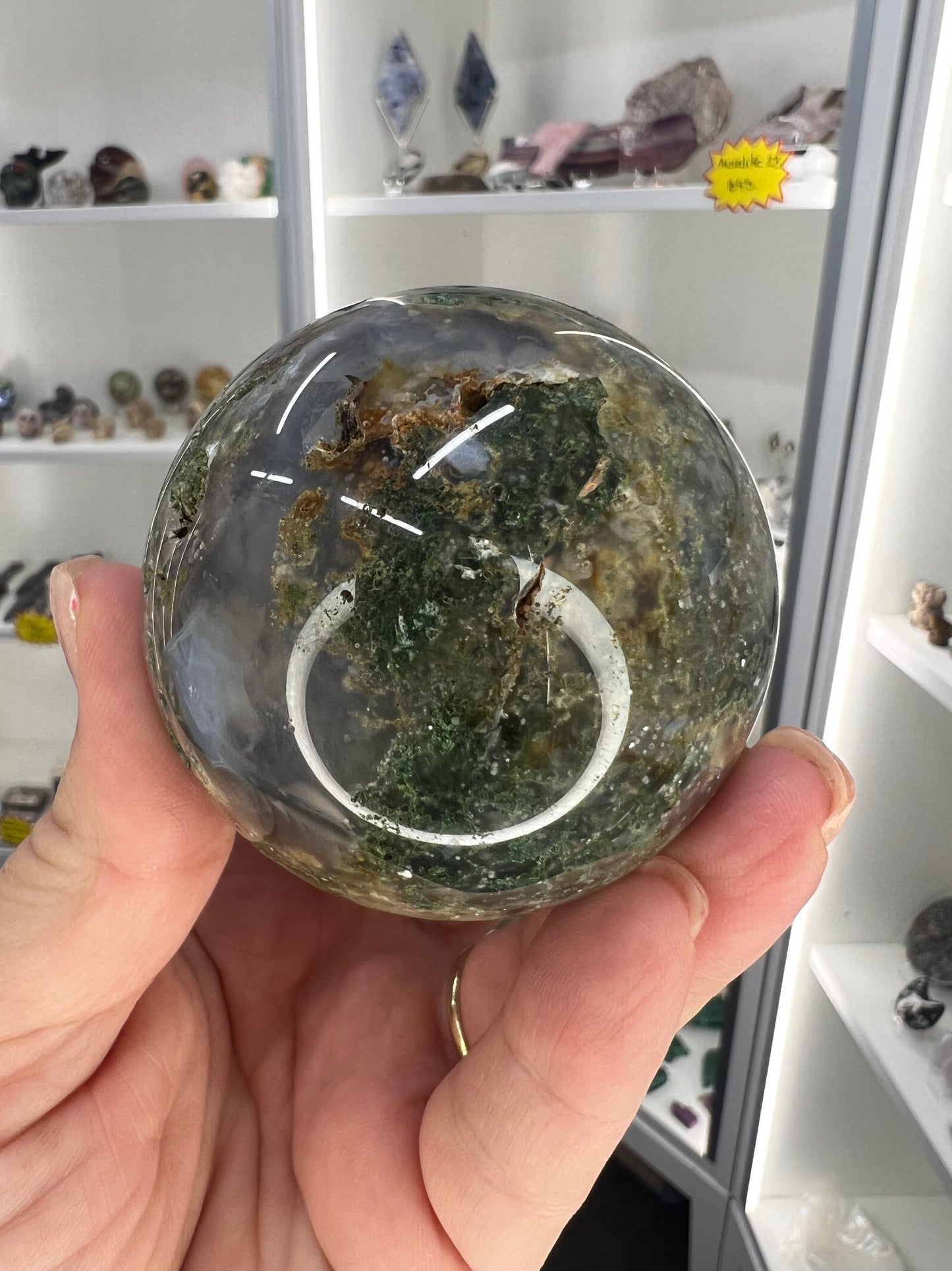 Moss Agate Sphere with Stand