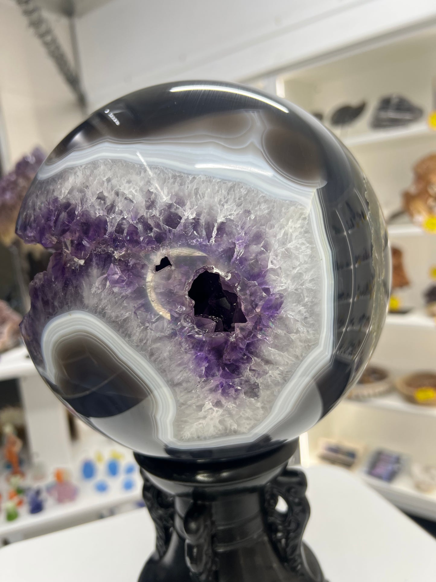 Huge Geode Amethyst Sphere with Stand