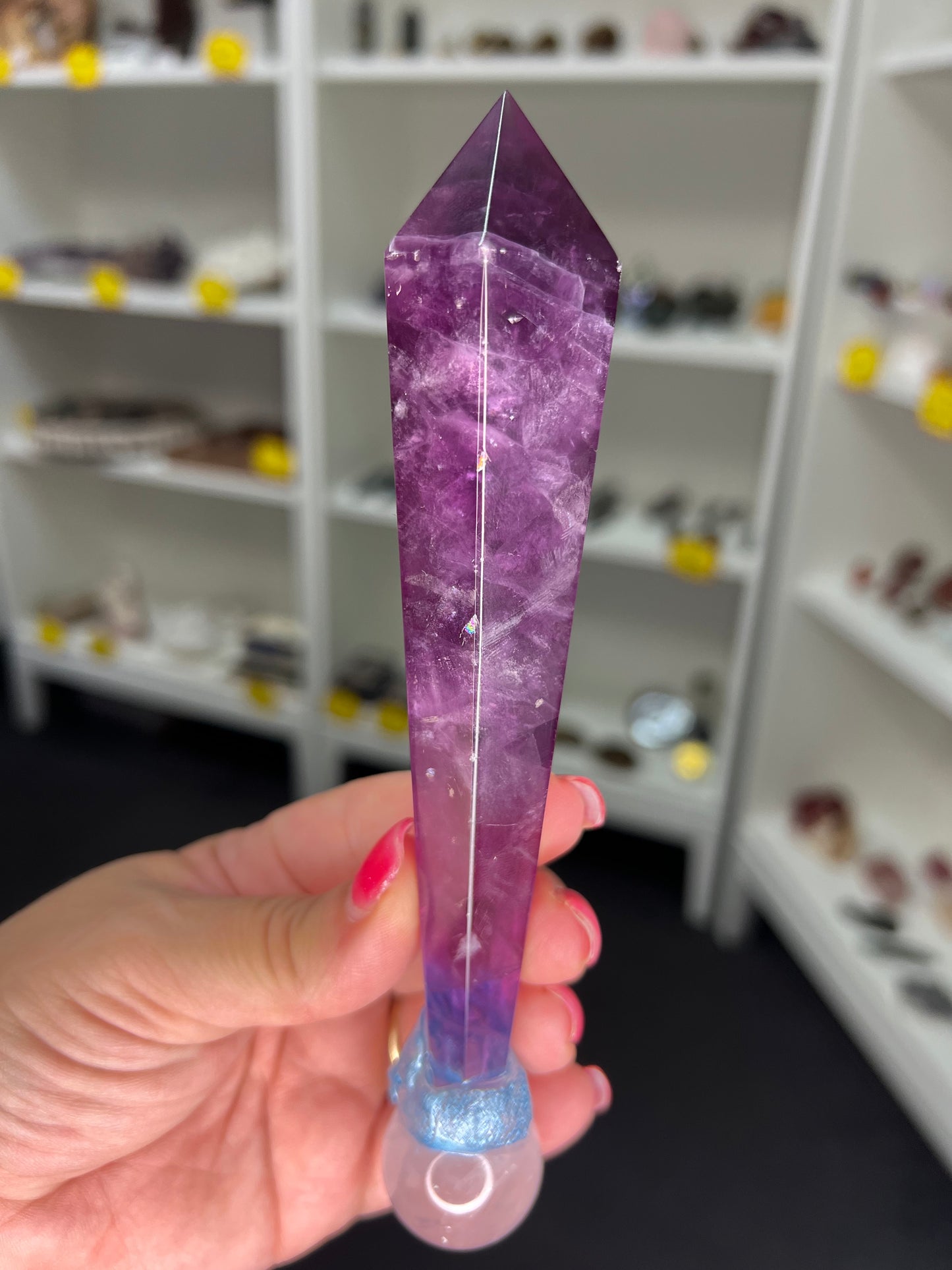 Fluorite and Rose Quartz Wand