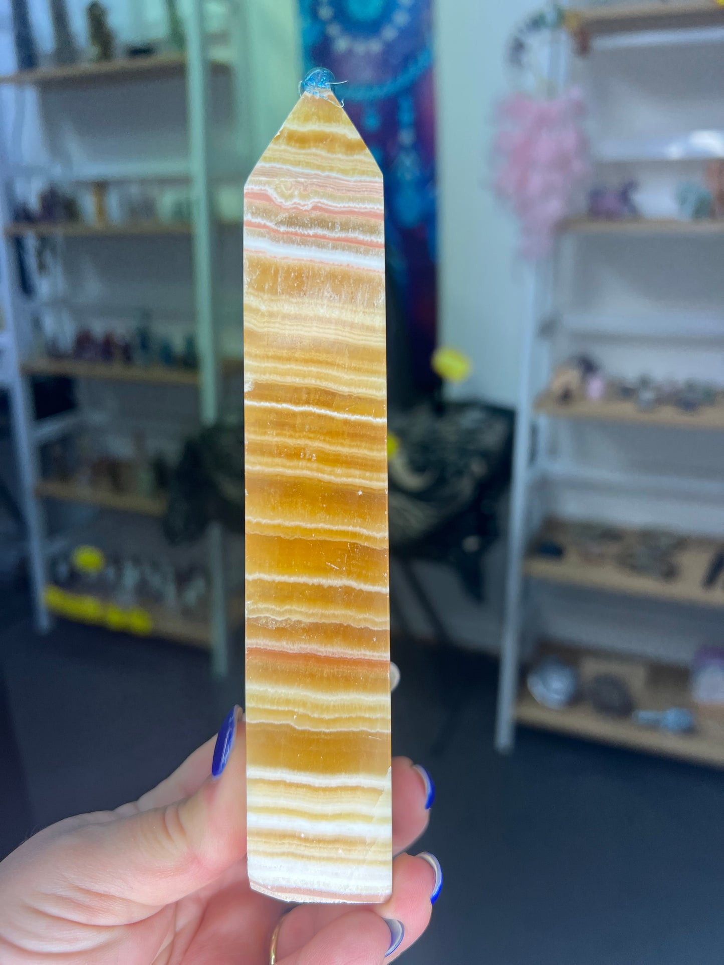 Banded Honey Calcite Tower