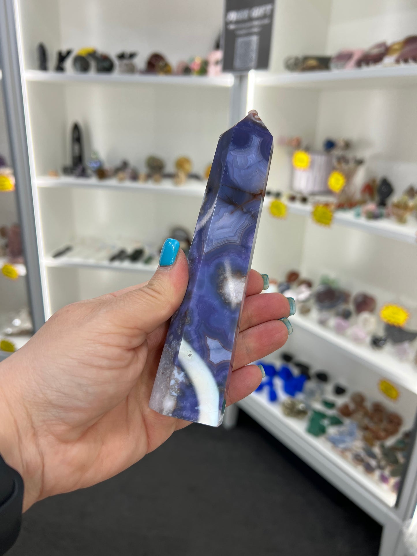 Blue Flower Agate Tower