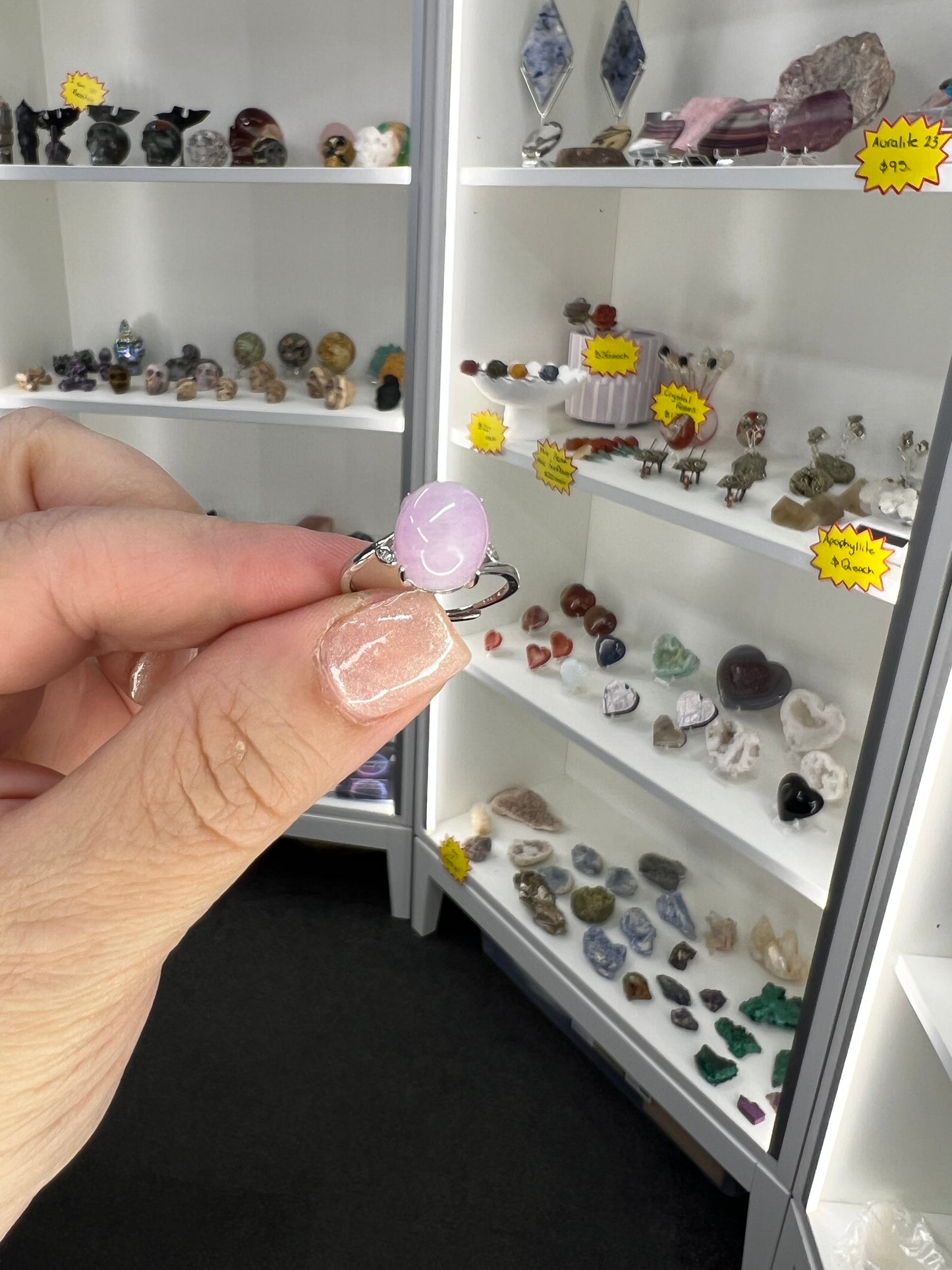 Kunzite Sterling Silver Ring (Size Adjustable)