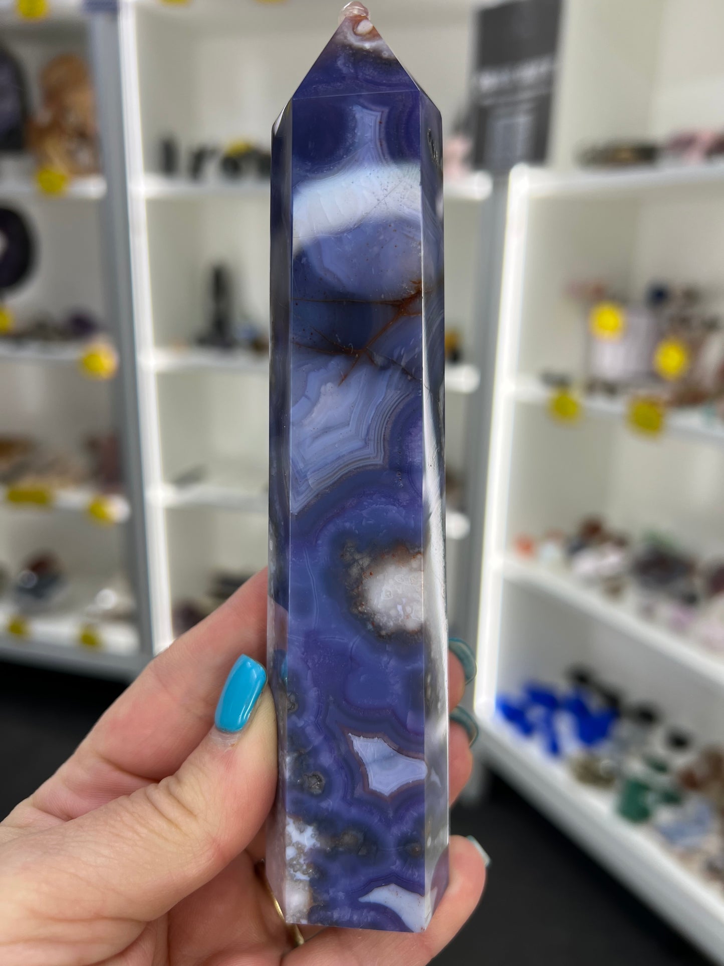 Blue Flower Agate Tower