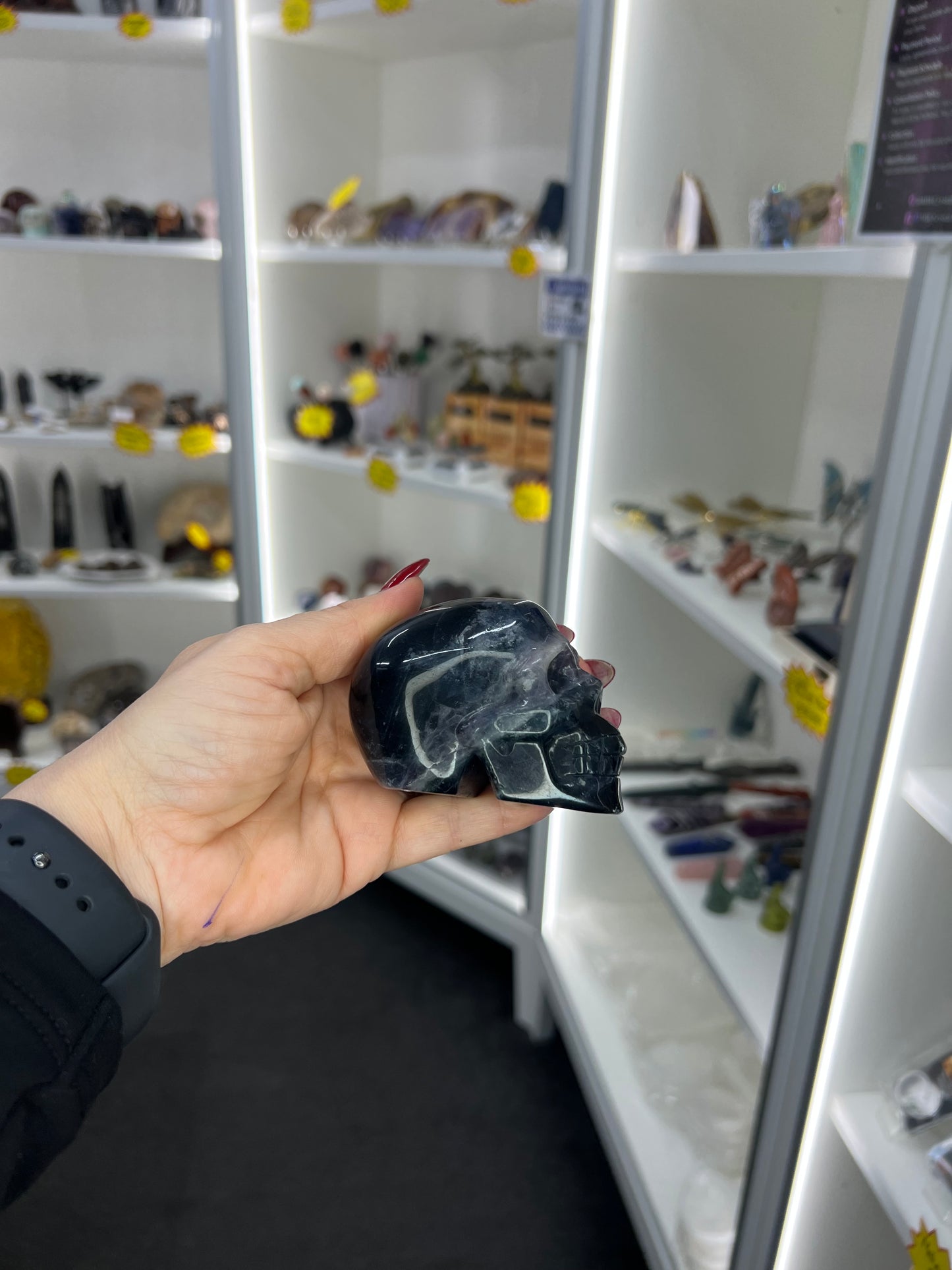 Black Fluorite Skull (UV Reactive)