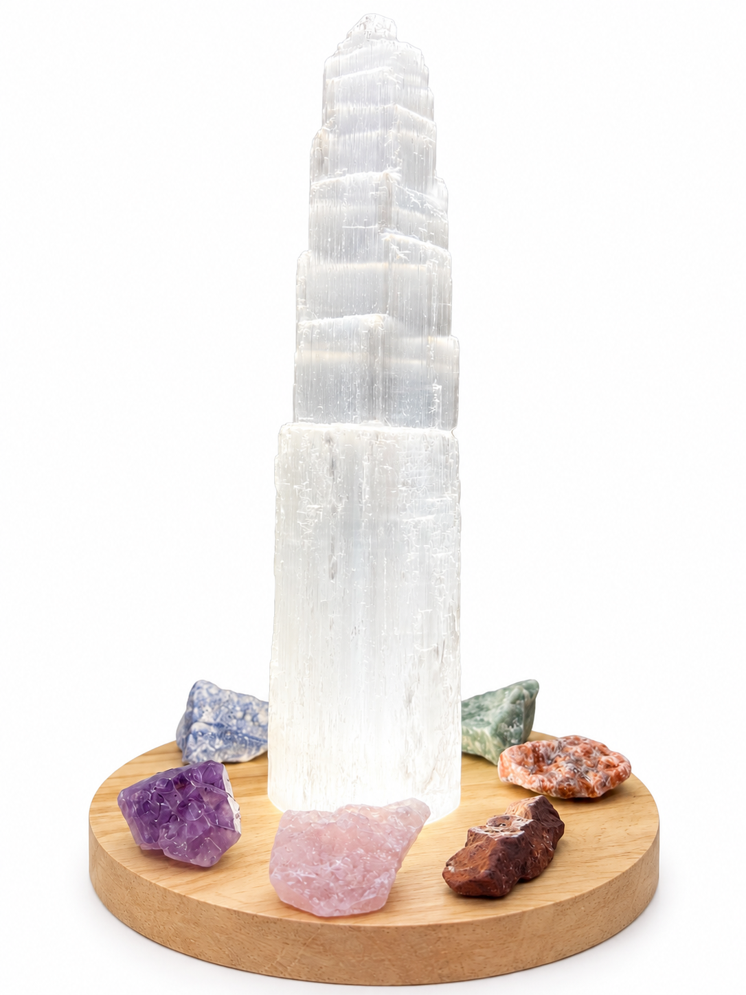 Selenite Chakra Balancing Crystal Generator Lamp Package