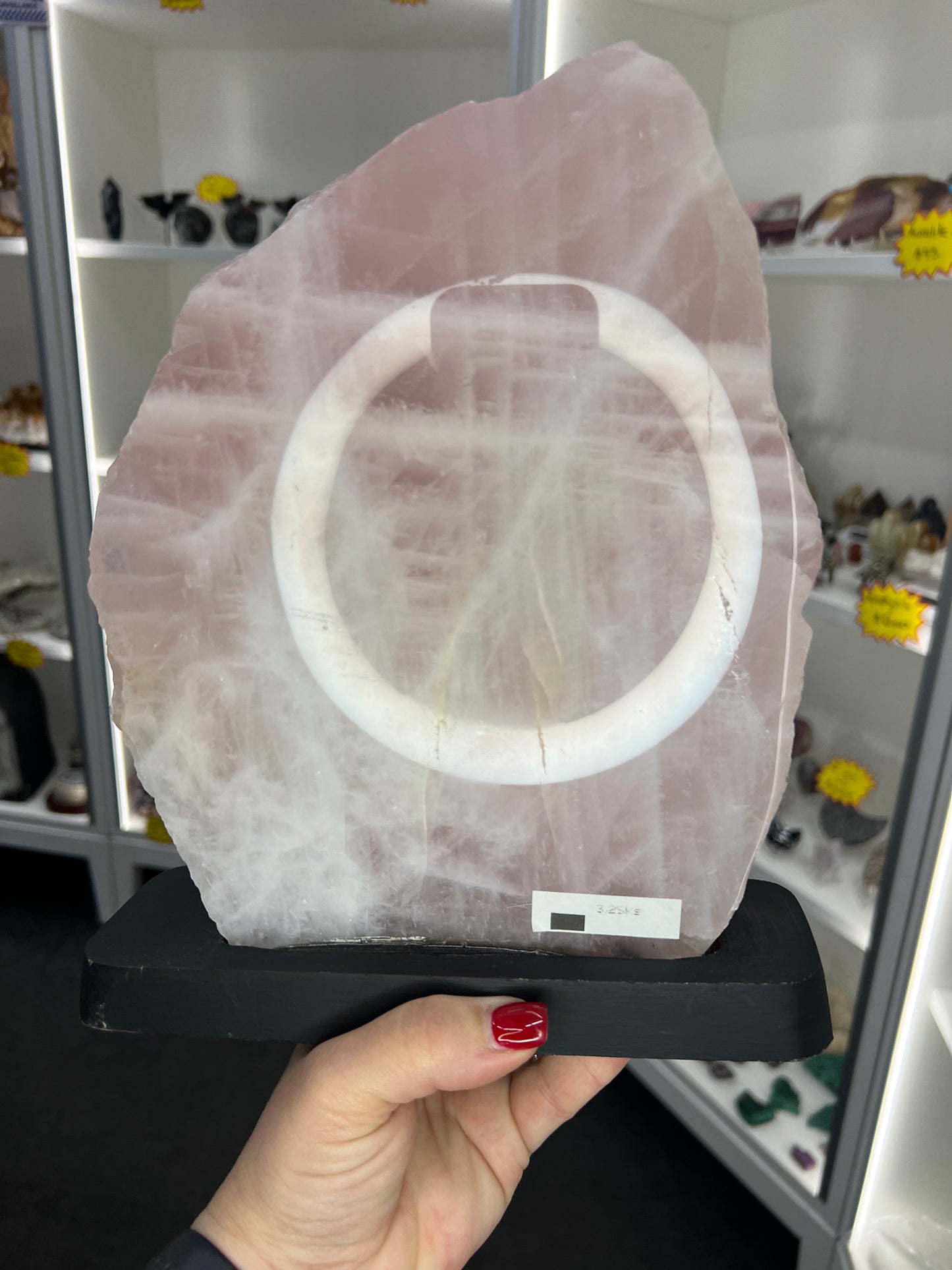 Rose Quartz on Wooden Stand