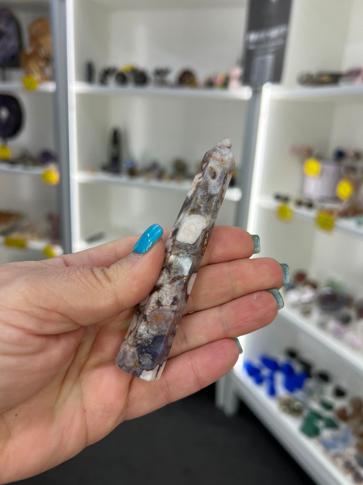 Blue Flower Agate Tower