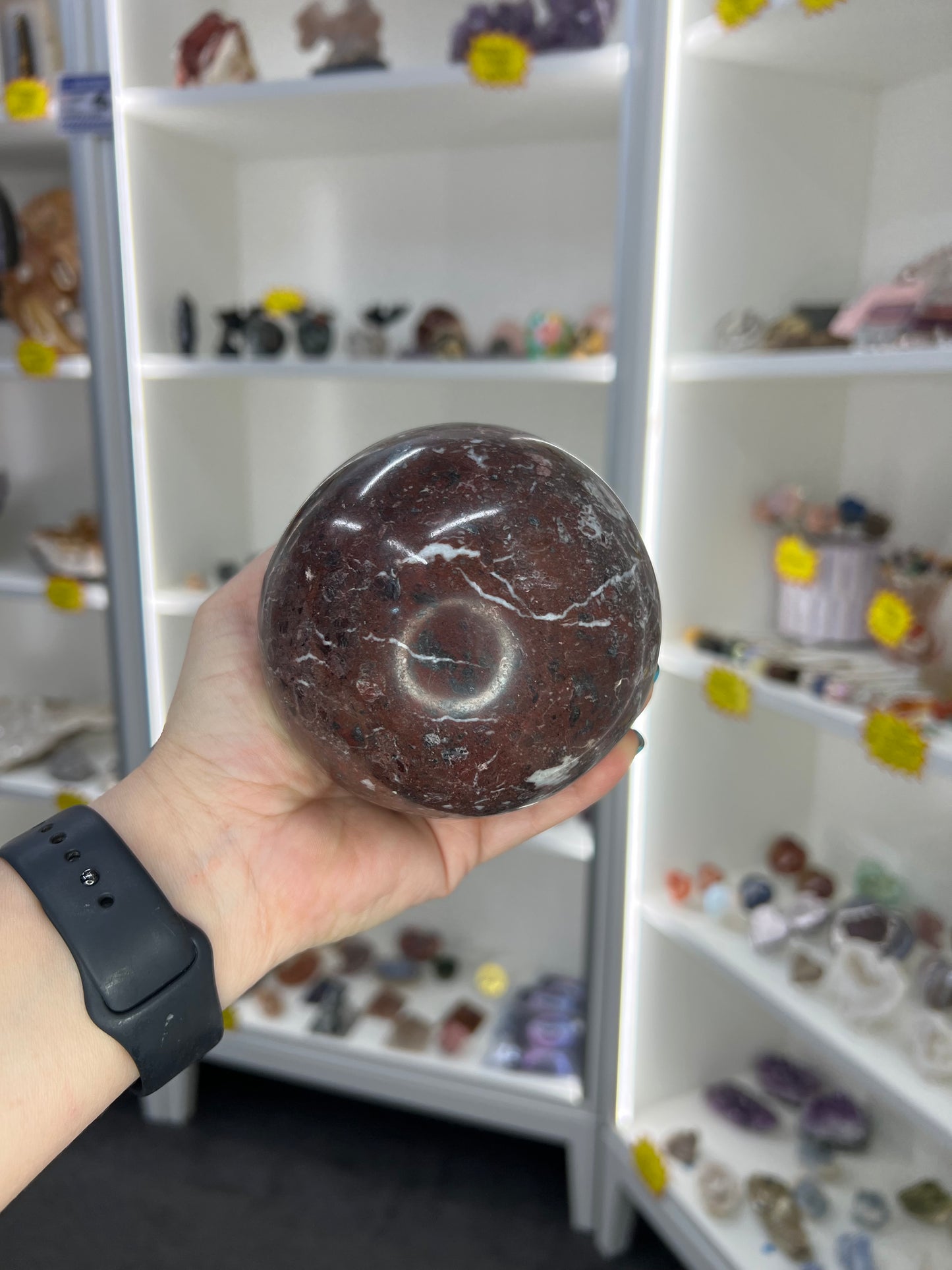 Red Onyx Sphere on Stand