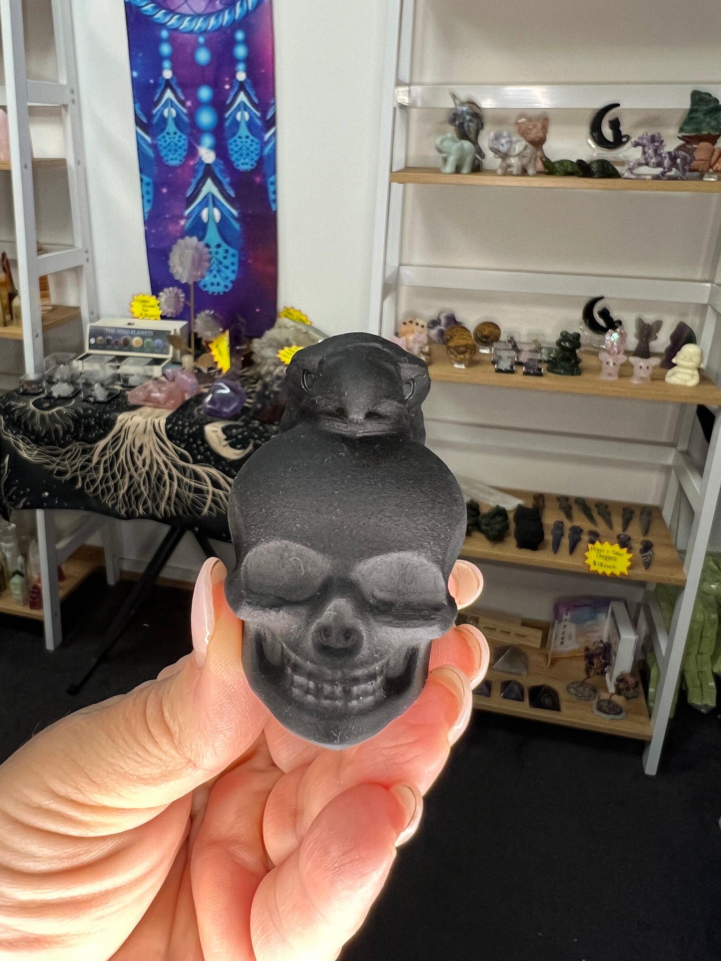 Black Obsidian Skull with Eagle