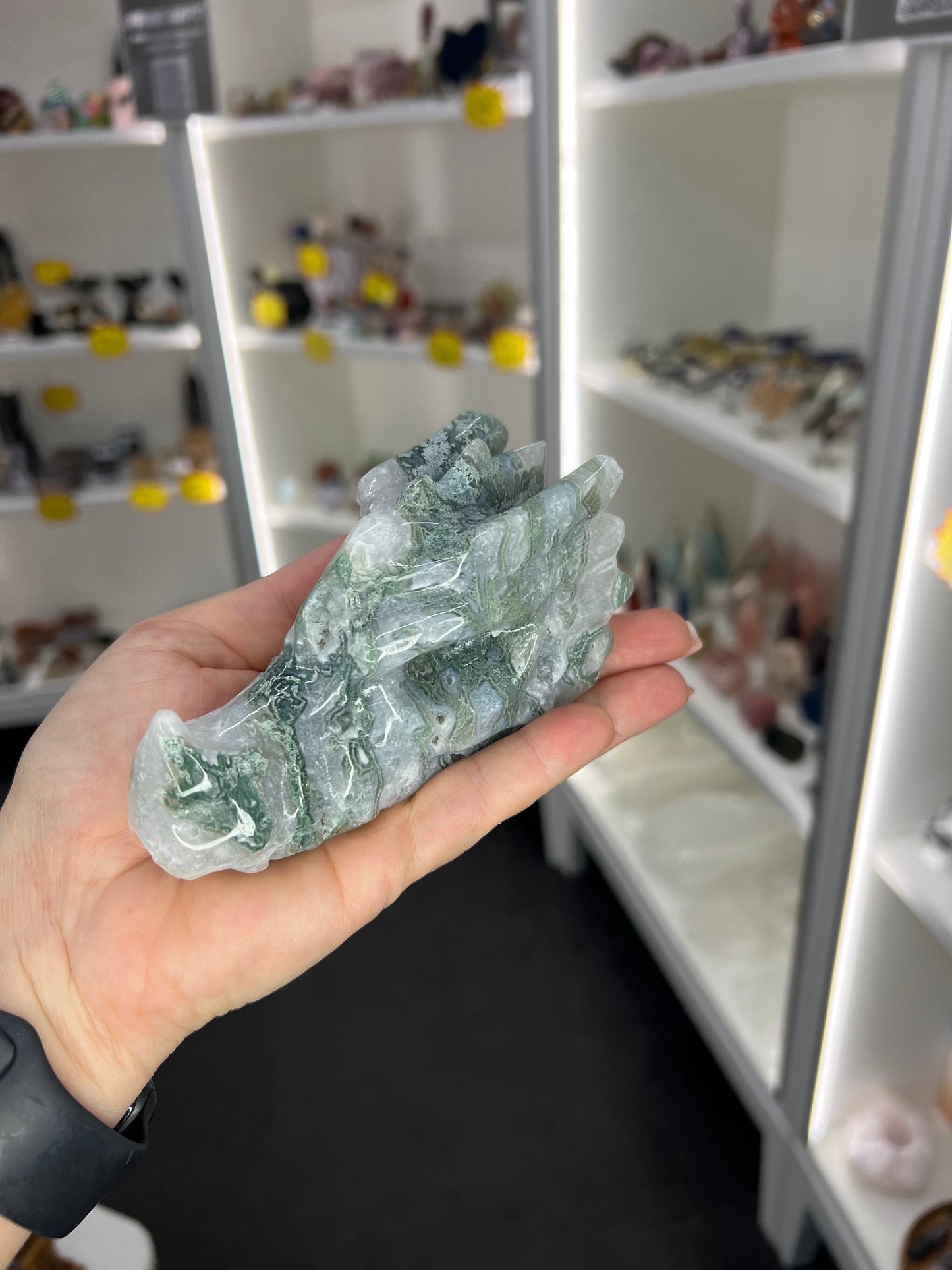 Moss Agate Dragon Head