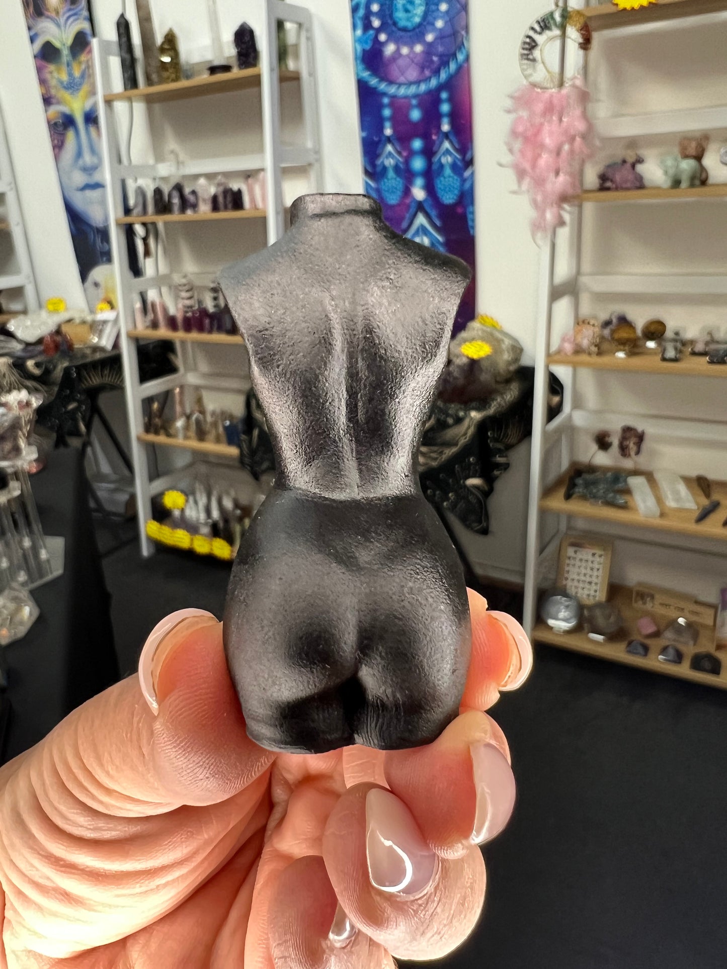 Black Obsidian Lady Torso with Snake