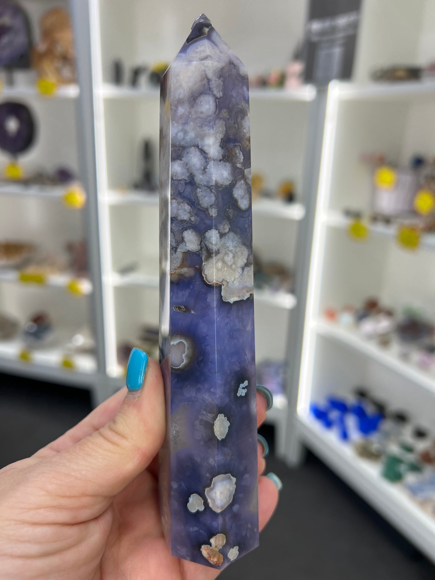 Blue Flower Agate Tower