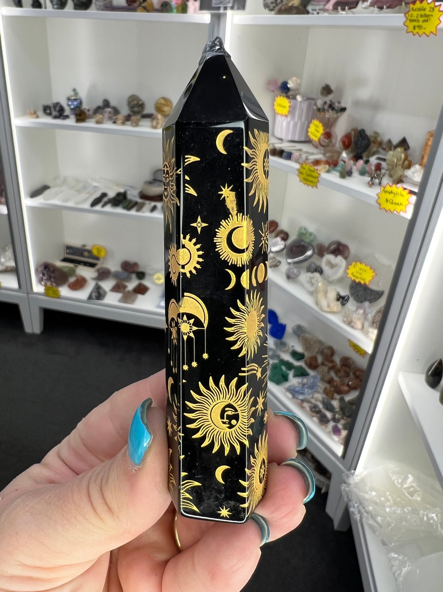 Black Obsidan with Golden Pattern Tower