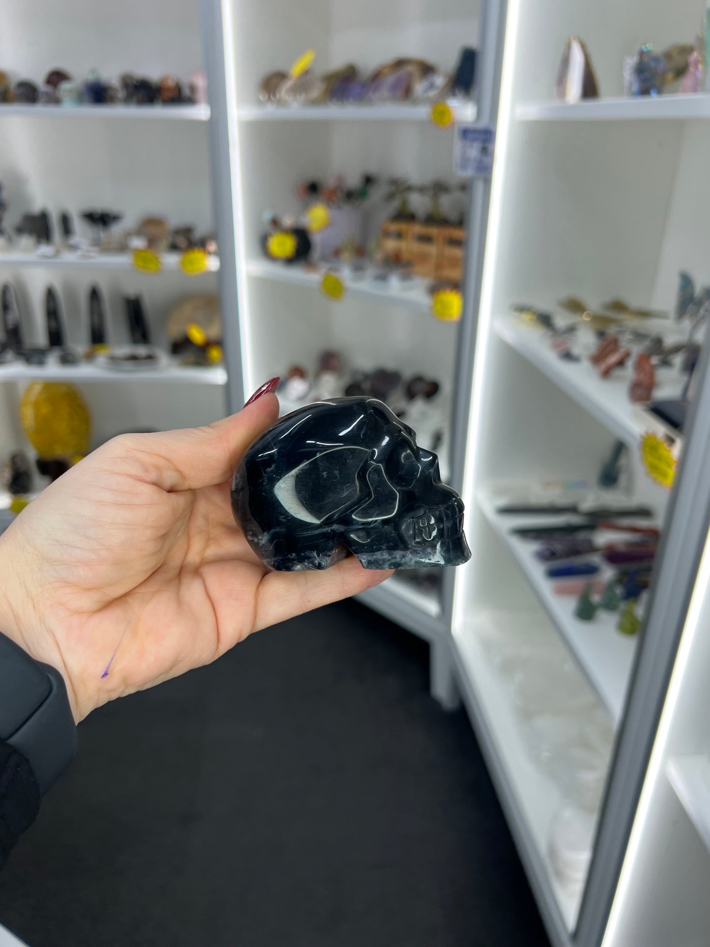 Black Fluorite Skull (UV Reactive)